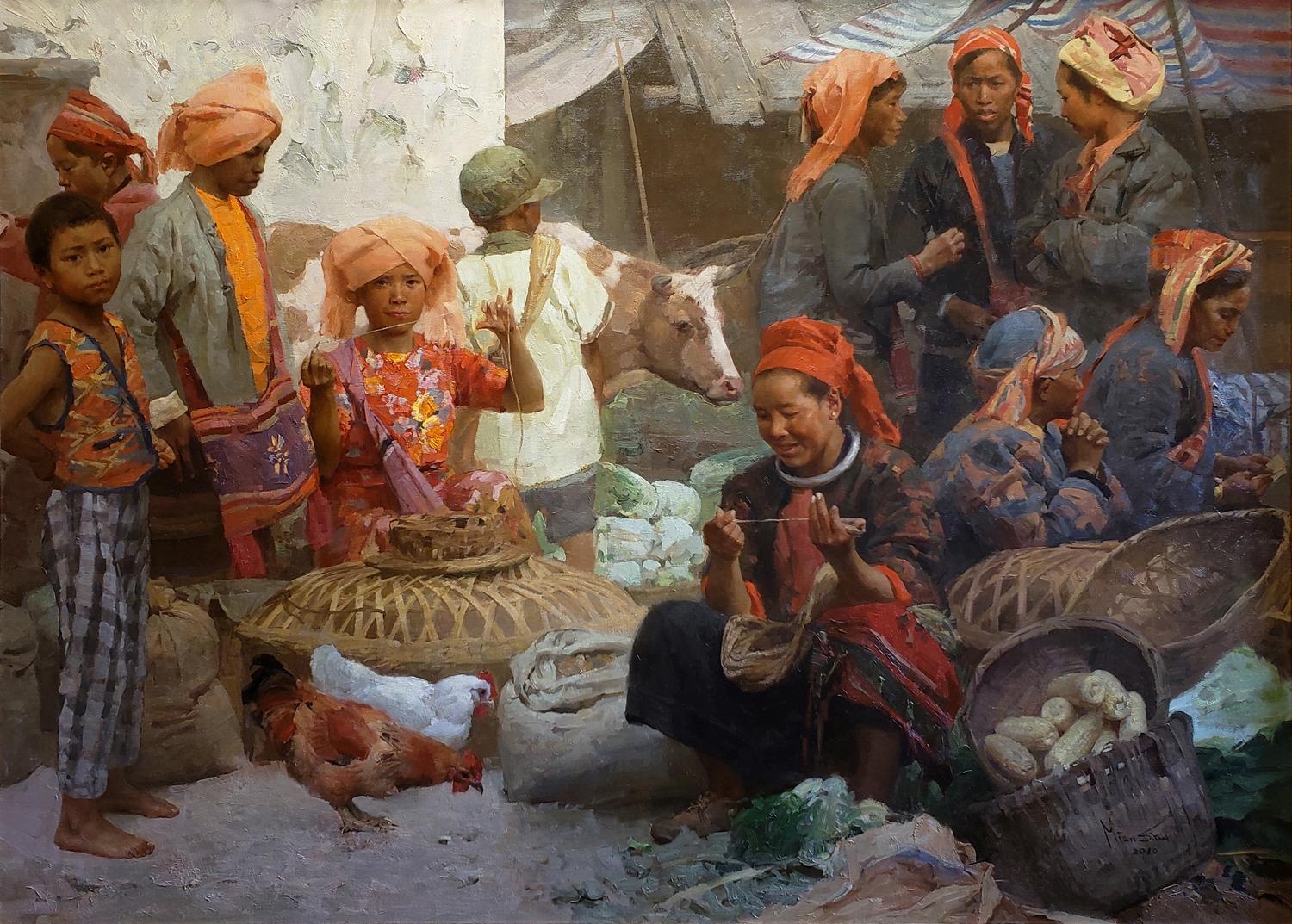 Wa Market - Painting by Mian Situ