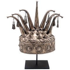 Miao Minority Tribe Headdress, Metal, Fish and Flower Decoration