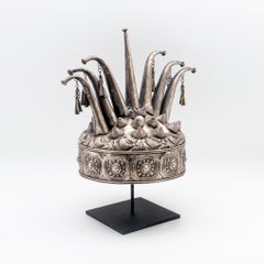 Miao Minority Tribe Headdress, Metal, Fish and Flower Decoration