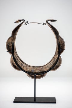 Miao Minority Tribe Silver Alloy Necklace Mounted on a Custom Metal Base