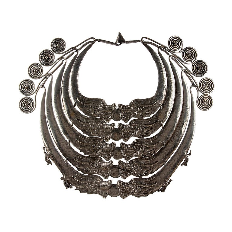 Miao Silver Ceremonial Necklace, Laos, Early 20th Century For Sale