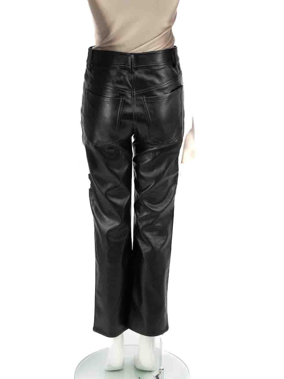 Miaou Black Vegan Leather High Waisted Trousers Size S In Good Condition For Sale In London, GB