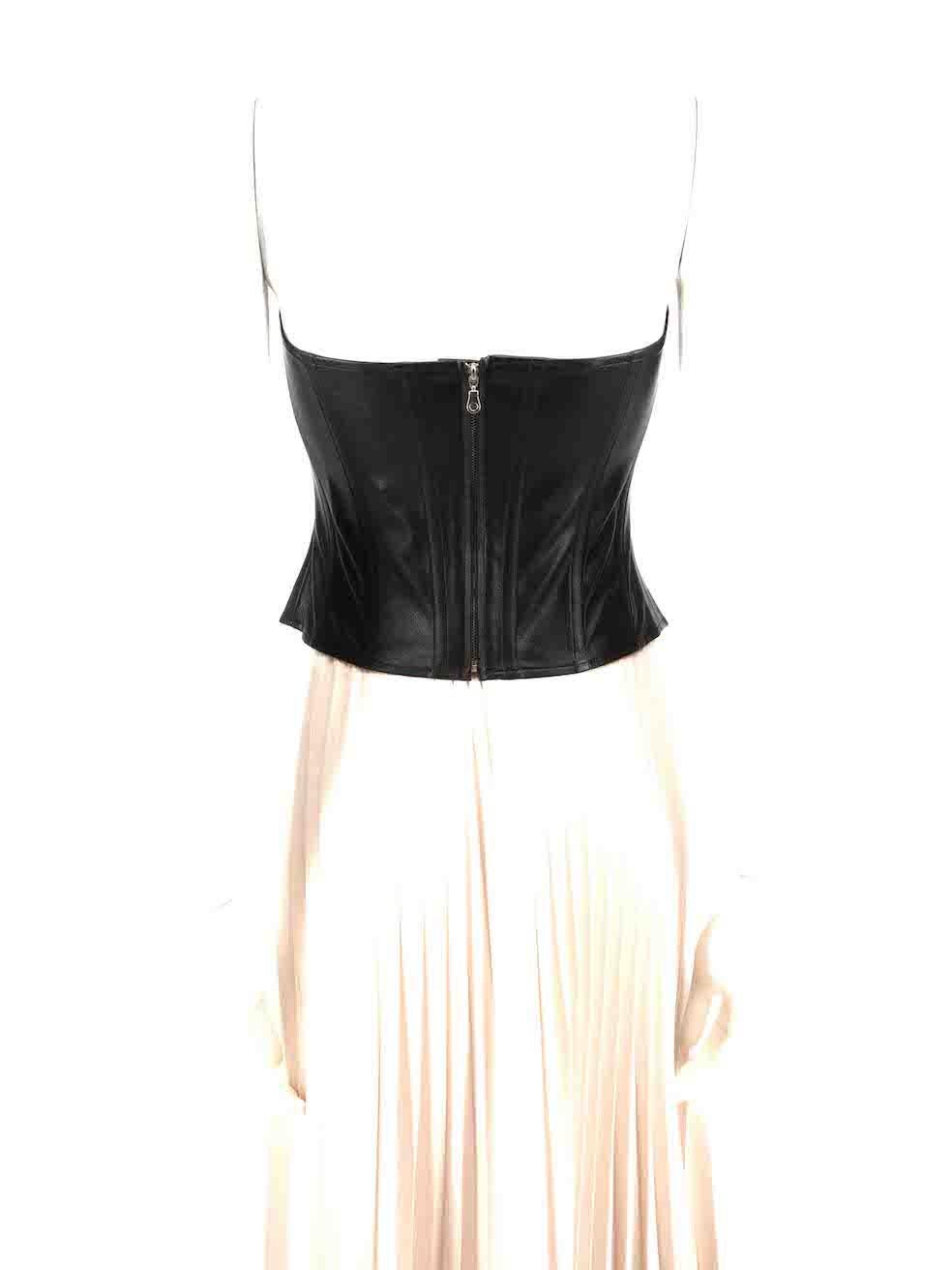 Miaou Black Vegan Leather Strapless Corset Top Size S In New Condition For Sale In London, GB