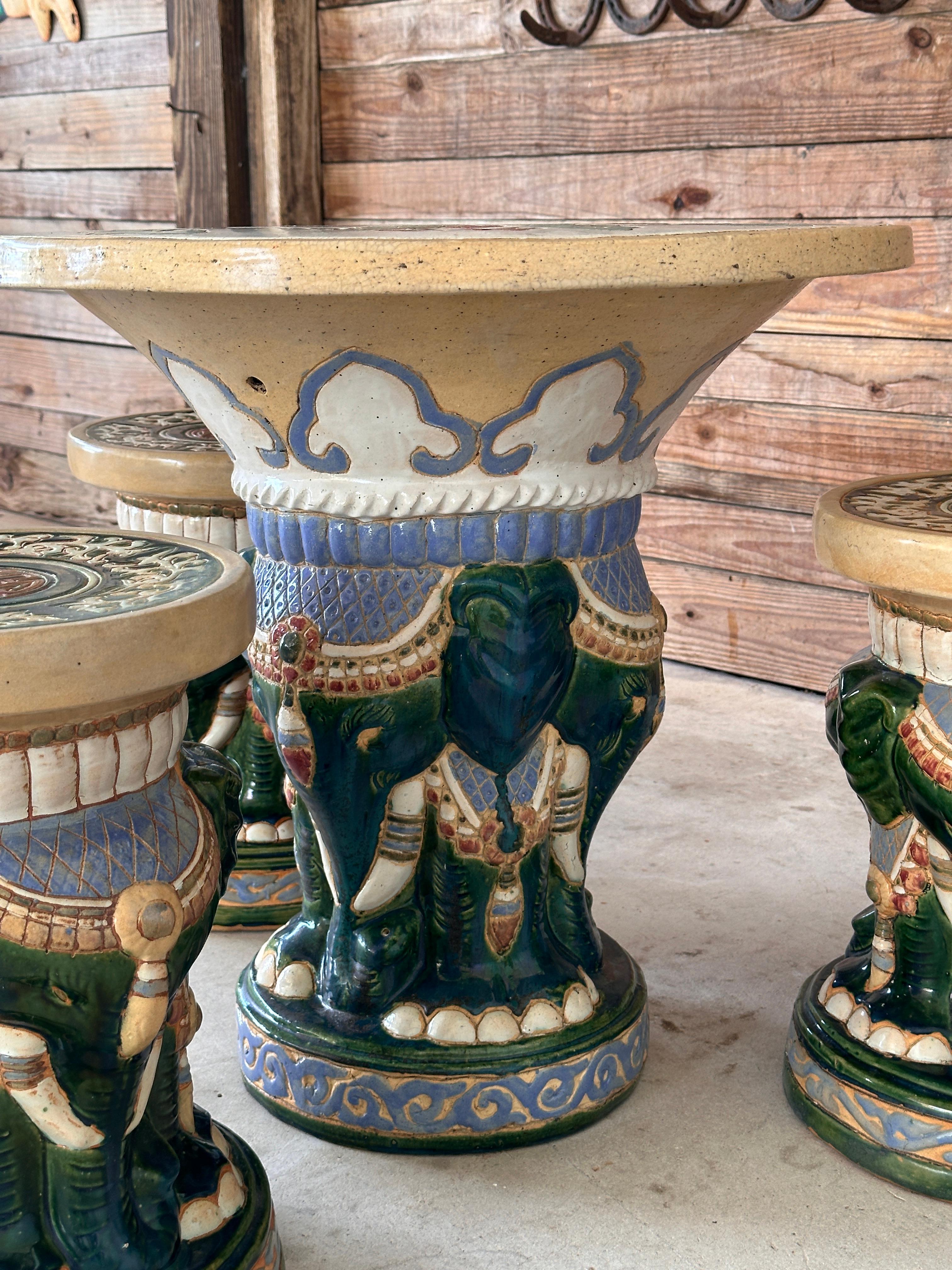 Juego de Patio de Jardín Elefante de Regencia de Mic-Siglo XX chinoiserie en venta 4