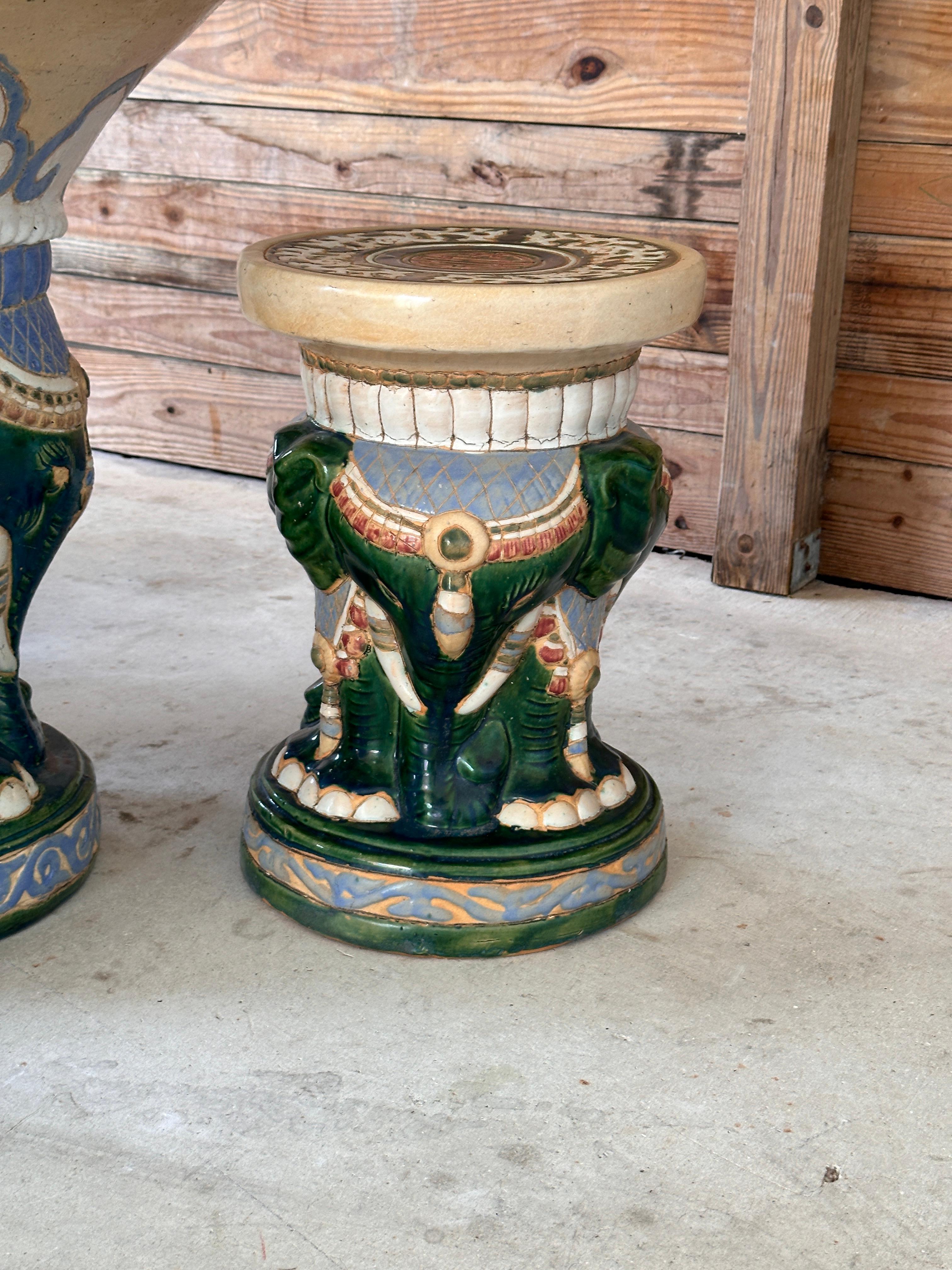 Juego de Patio de Jardín Elefante de Regencia de Mic-Siglo XX chinoiserie en venta 5