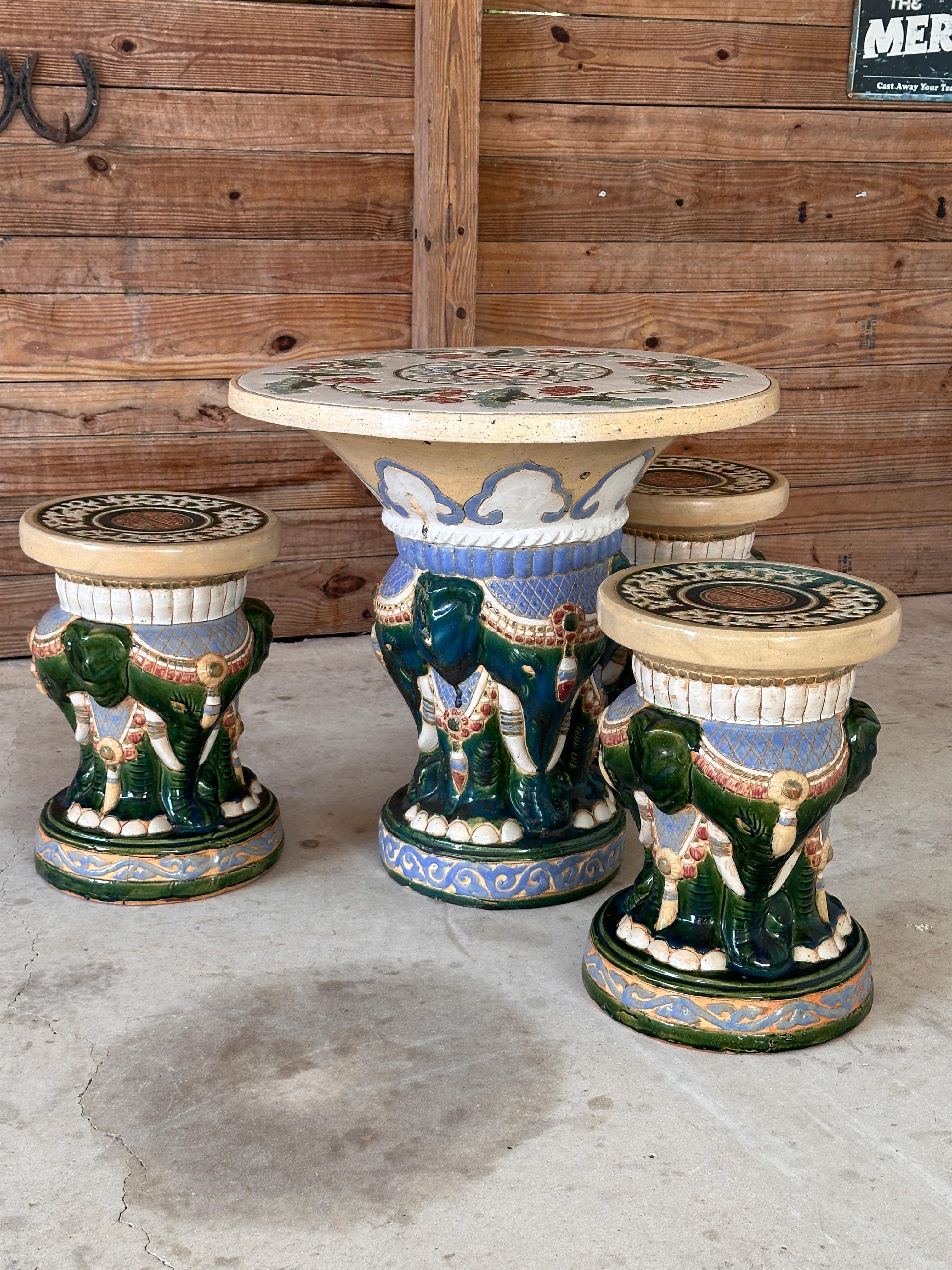 Juego de Patio de Jardín Elefante de Regencia de Mic-Siglo XX chinoiserie en venta 8
