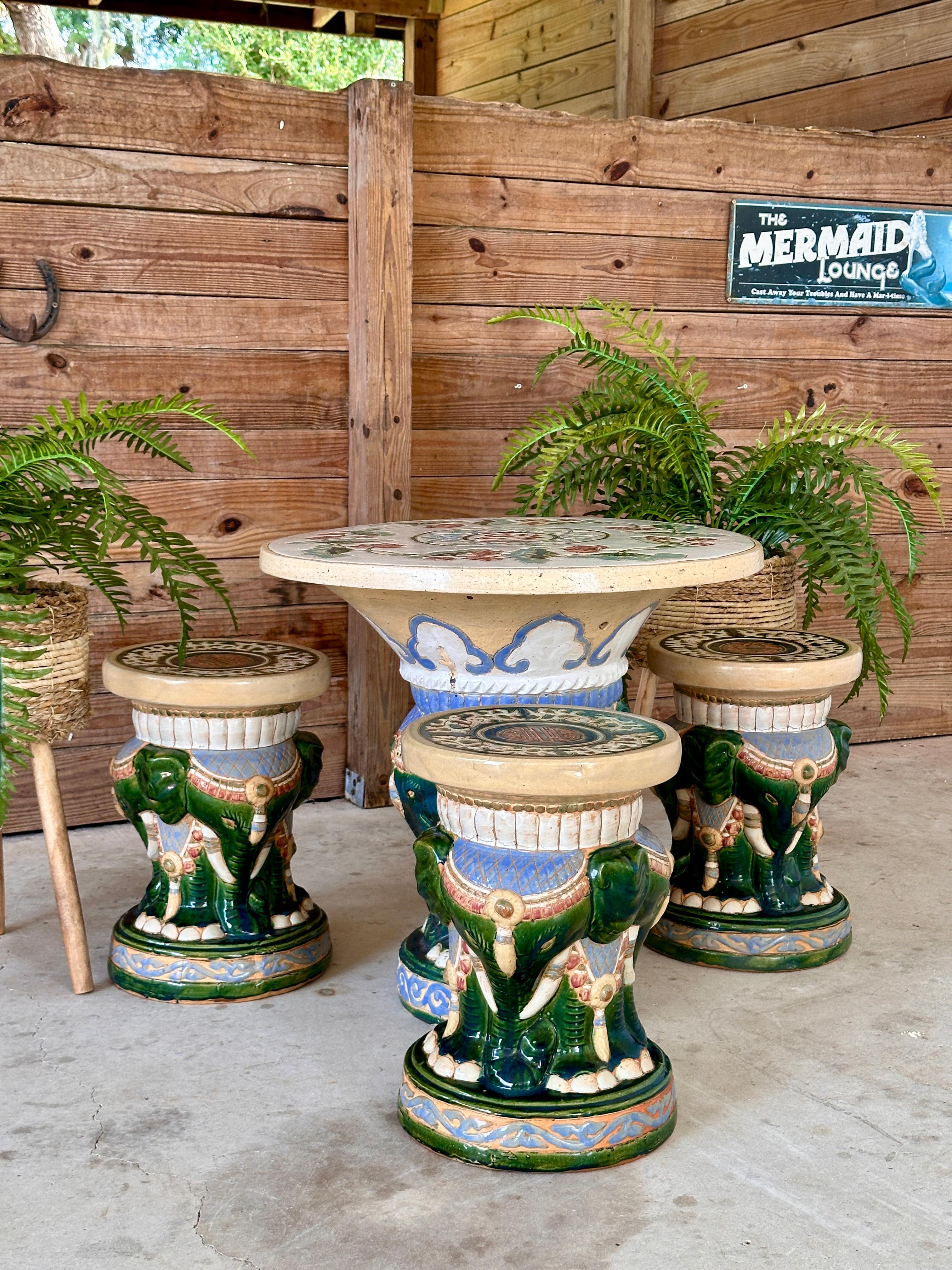 Juego de Patio de Jardín Elefante de Regencia de Mic-Siglo XX chinoiserie en venta 10