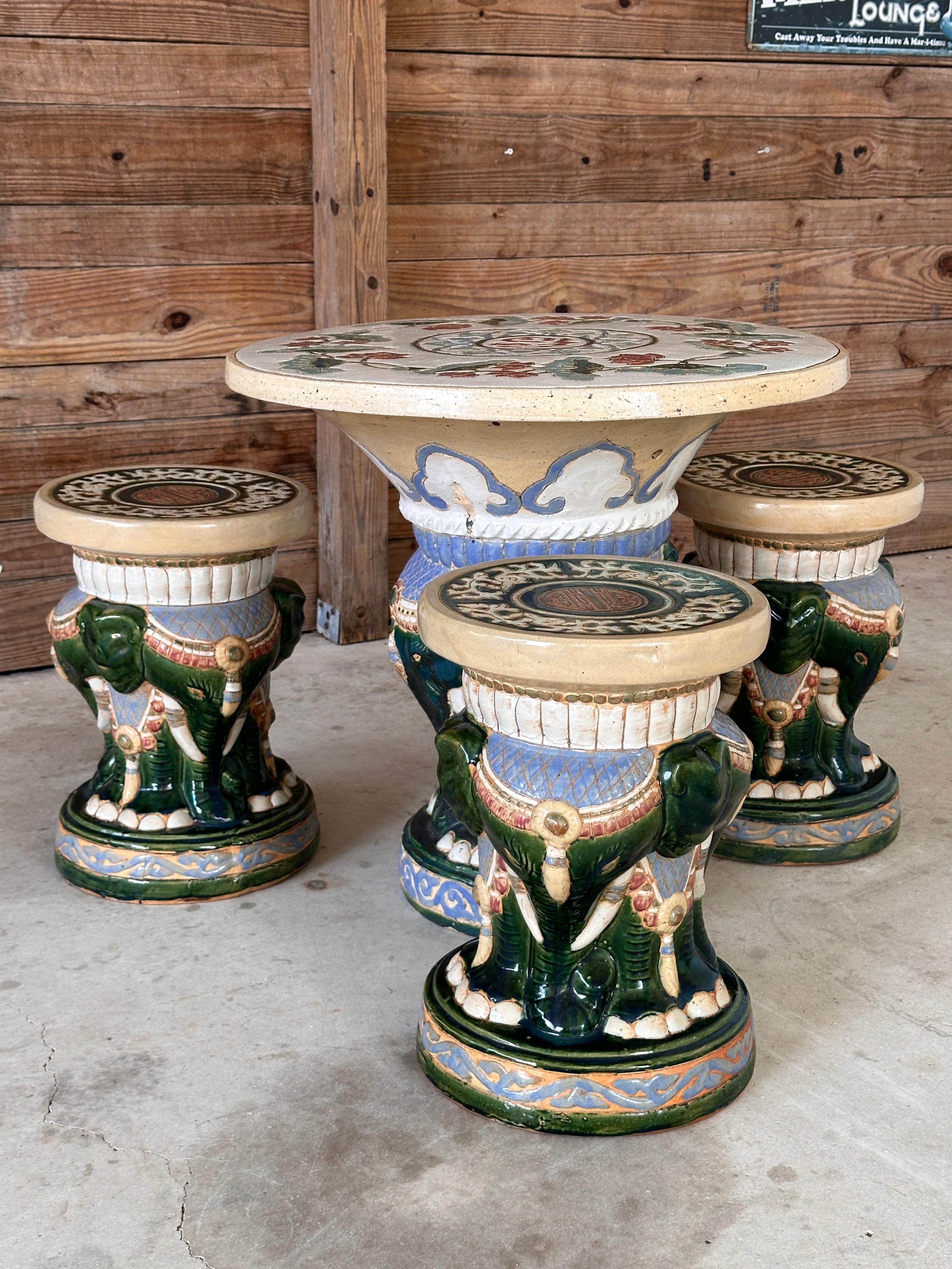 Juego de Patio de Jardín Elefante de Regencia de Mic-Siglo XX chinoiserie en venta 13