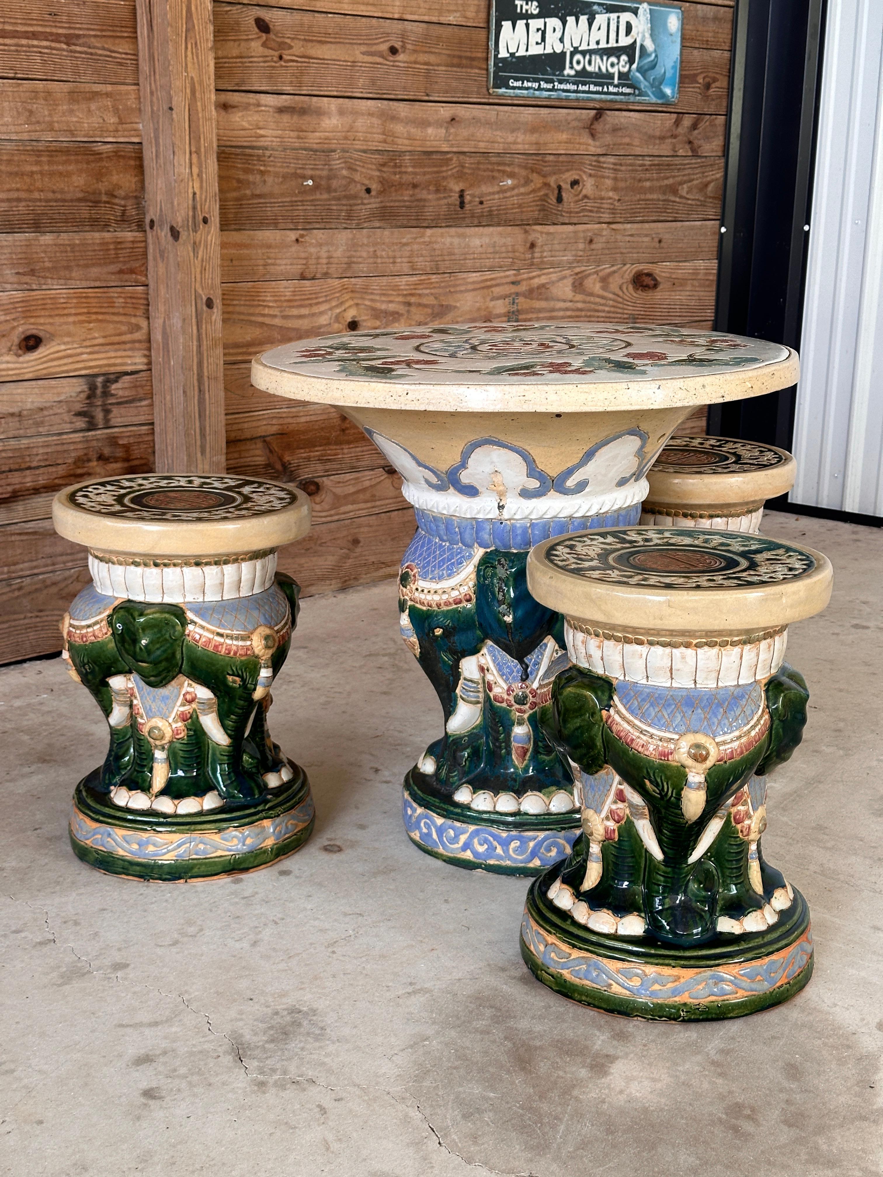 Juego de Patio de Jardín Elefante de Regencia de Mic-Siglo XX chinoiserie Desconocido en venta