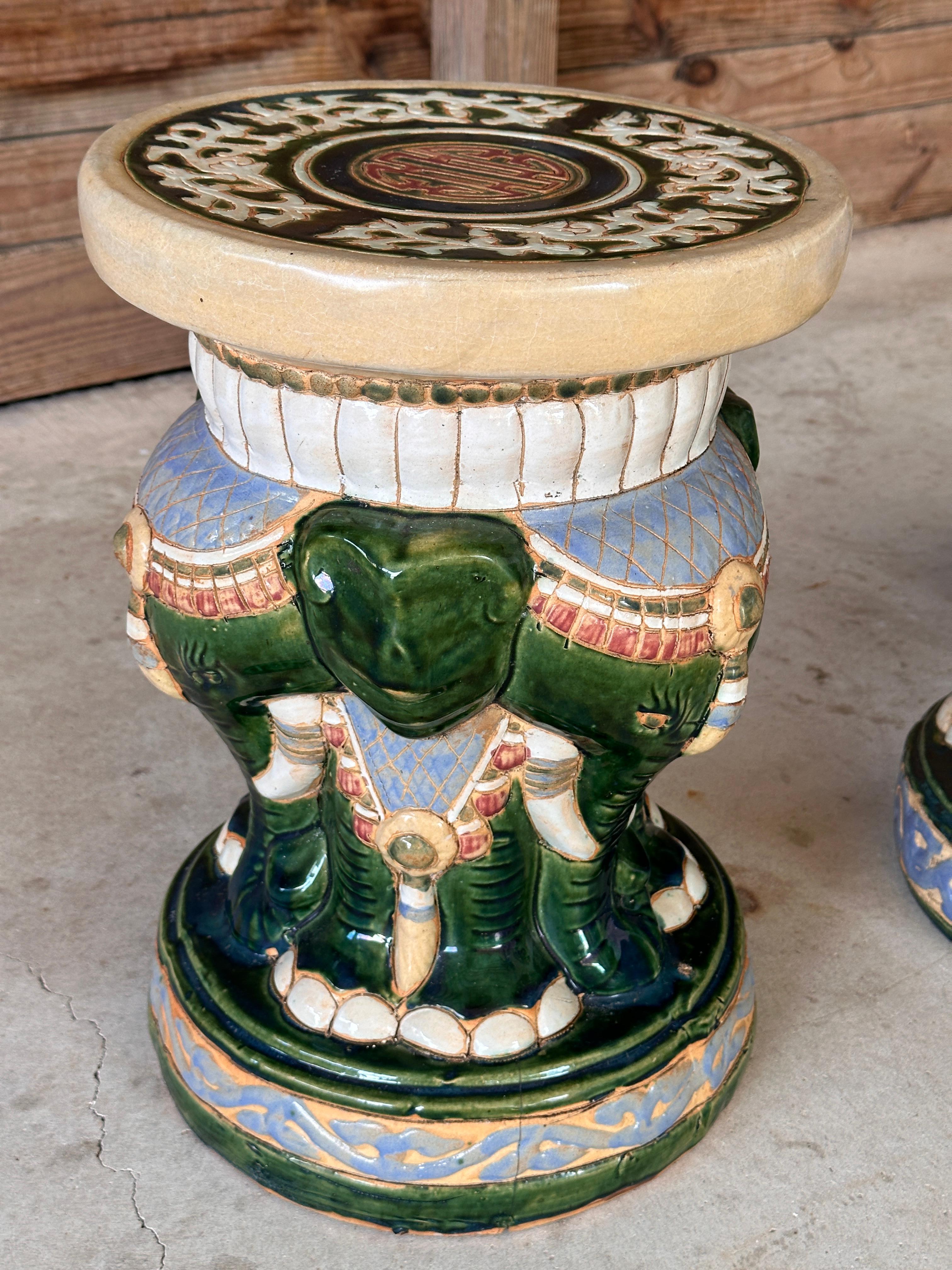 Juego de Patio de Jardín Elefante de Regencia de Mic-Siglo XX chinoiserie en venta 2