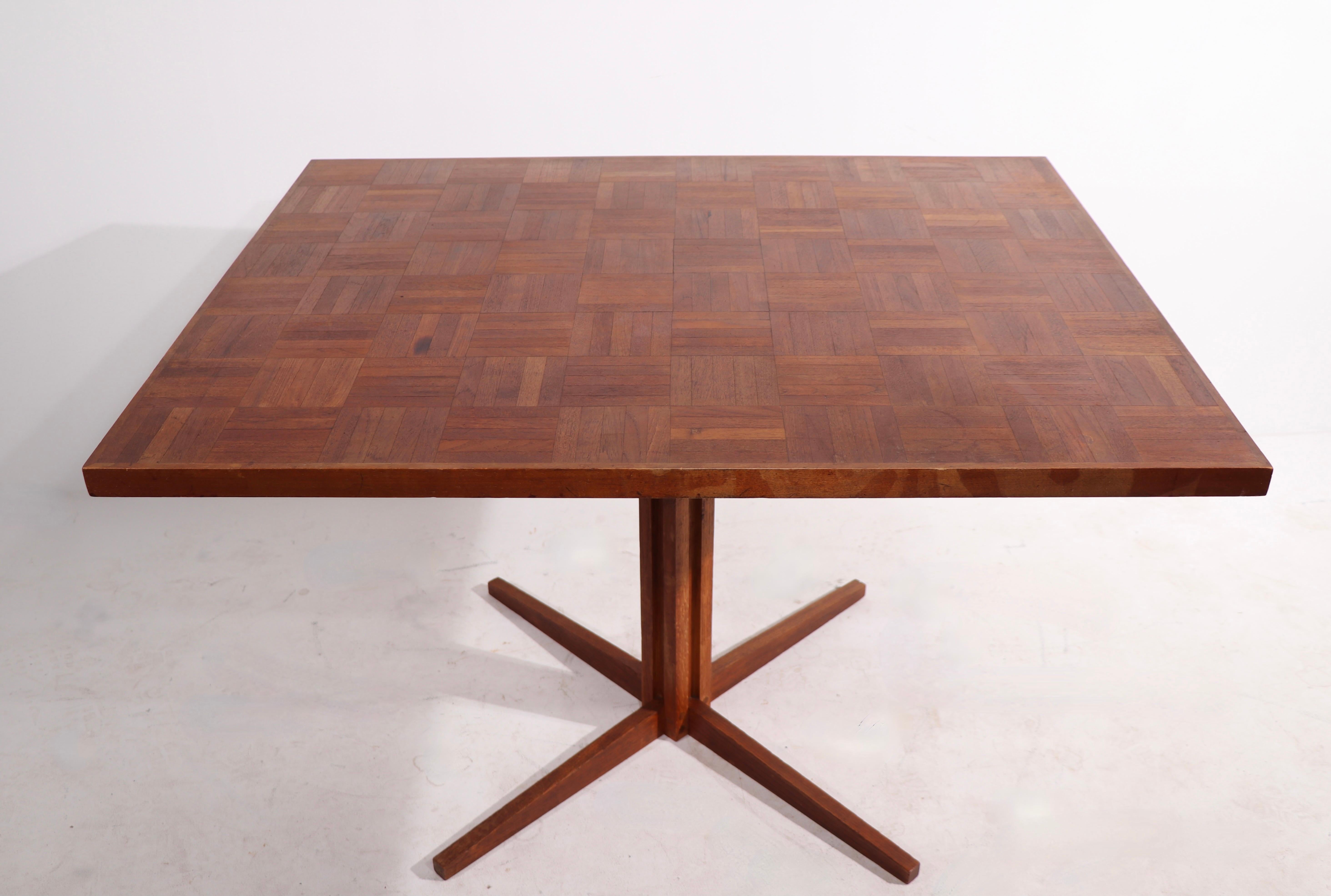 American Mid Century Pedestal Dining Cafe Table in the Style of Frank Lloyd Wright