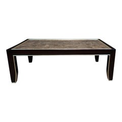  Mica and Black Lacquered and Silver Gilt Wood Coffee Table