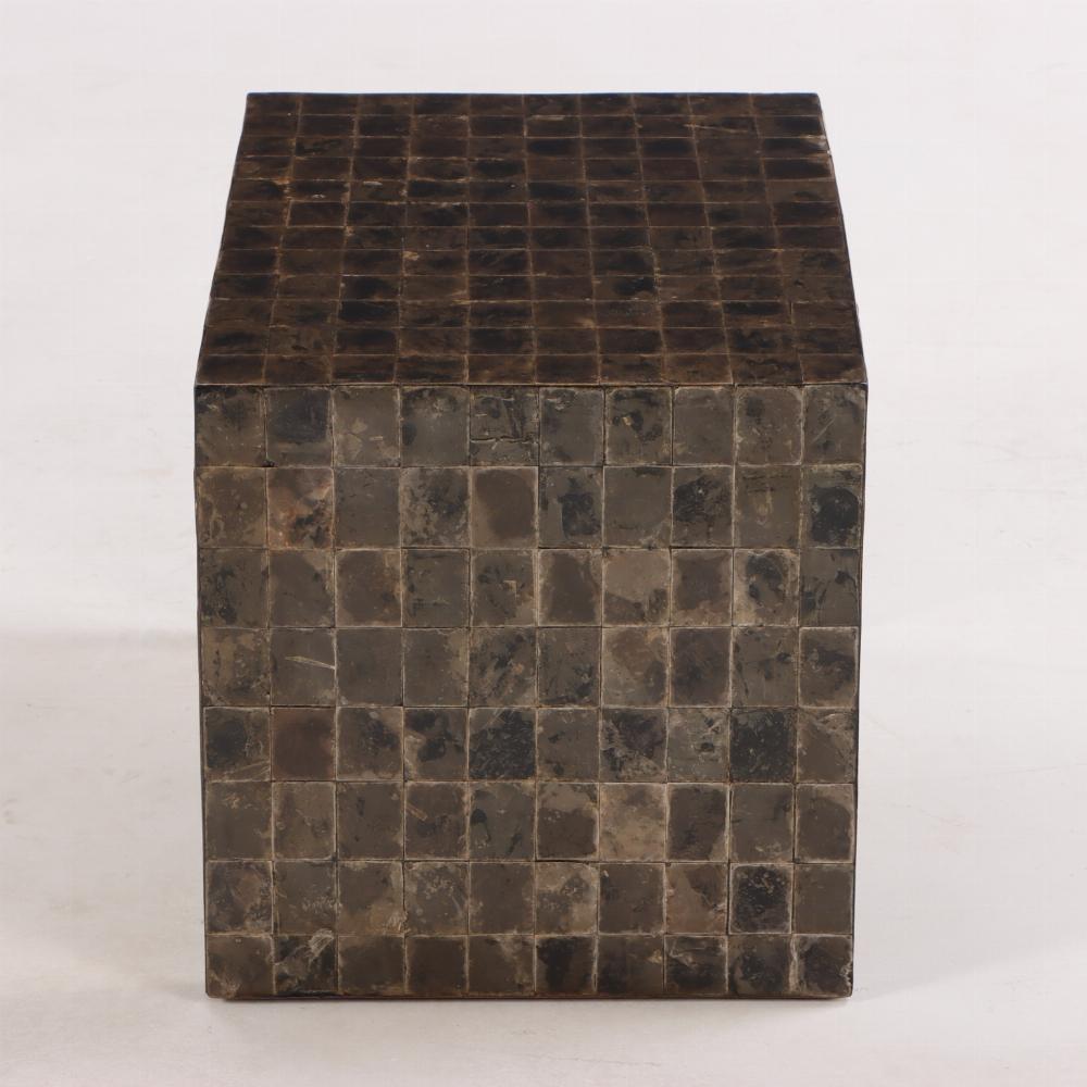 Mica covered wood end table or small coffee table in the manner of Jean-Michel Frank. Contemporary.