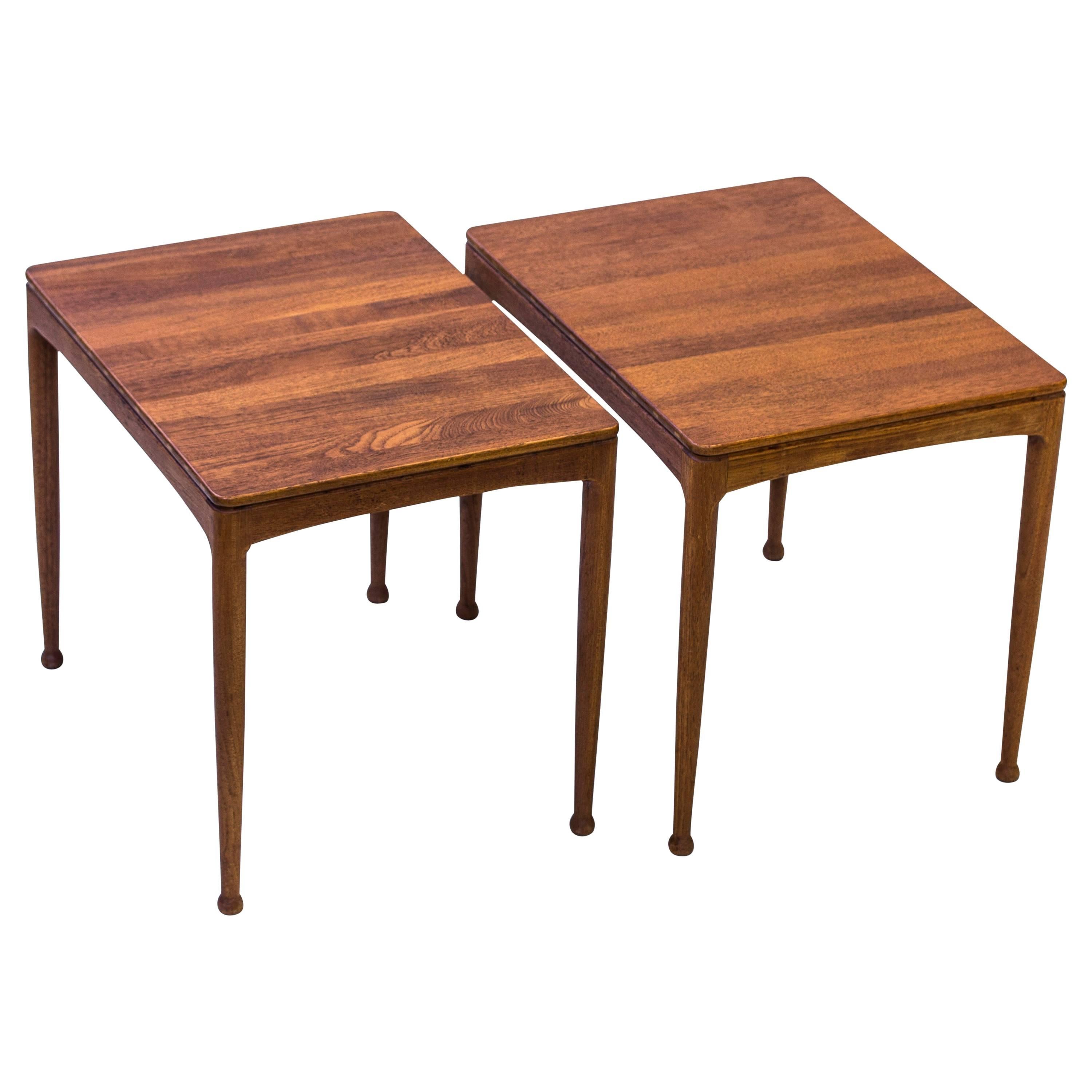 "Micado" Solid Teak Side Tables by Myrstrand & Engström, Sweden, 1950s