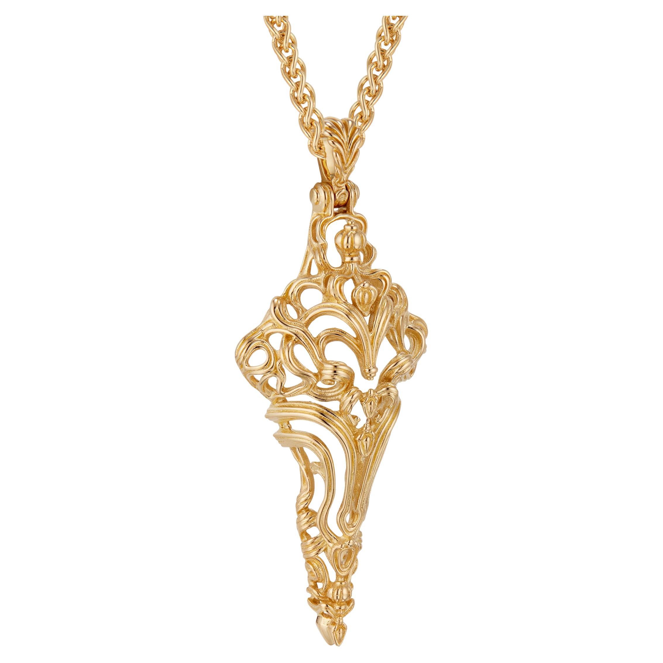 Collier à pendentif croix en or jaune 18K de Micah Antoni en vente