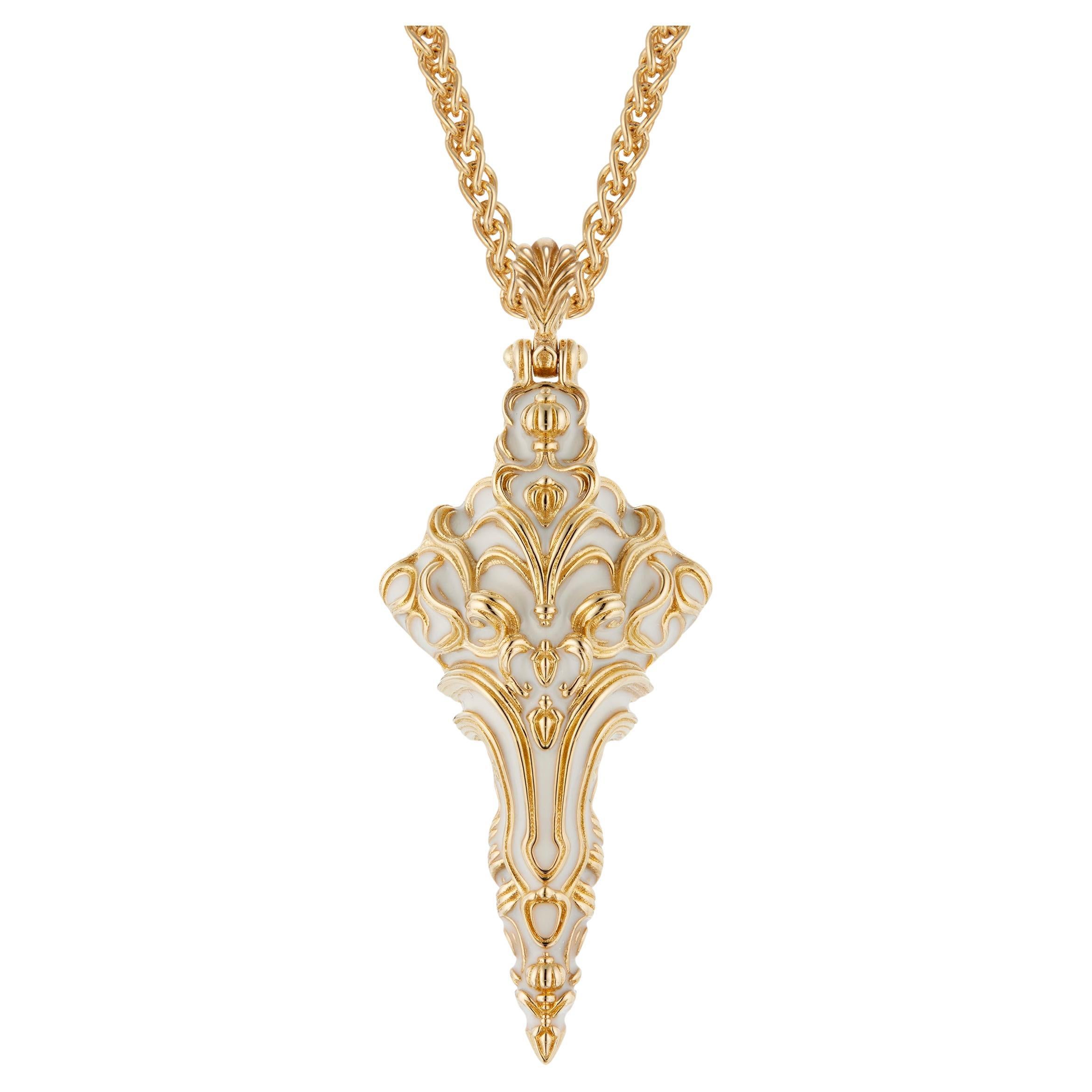 Micah Antoni 18K Gelbgold Elfenbein Emaille Kreuz-Anhänger