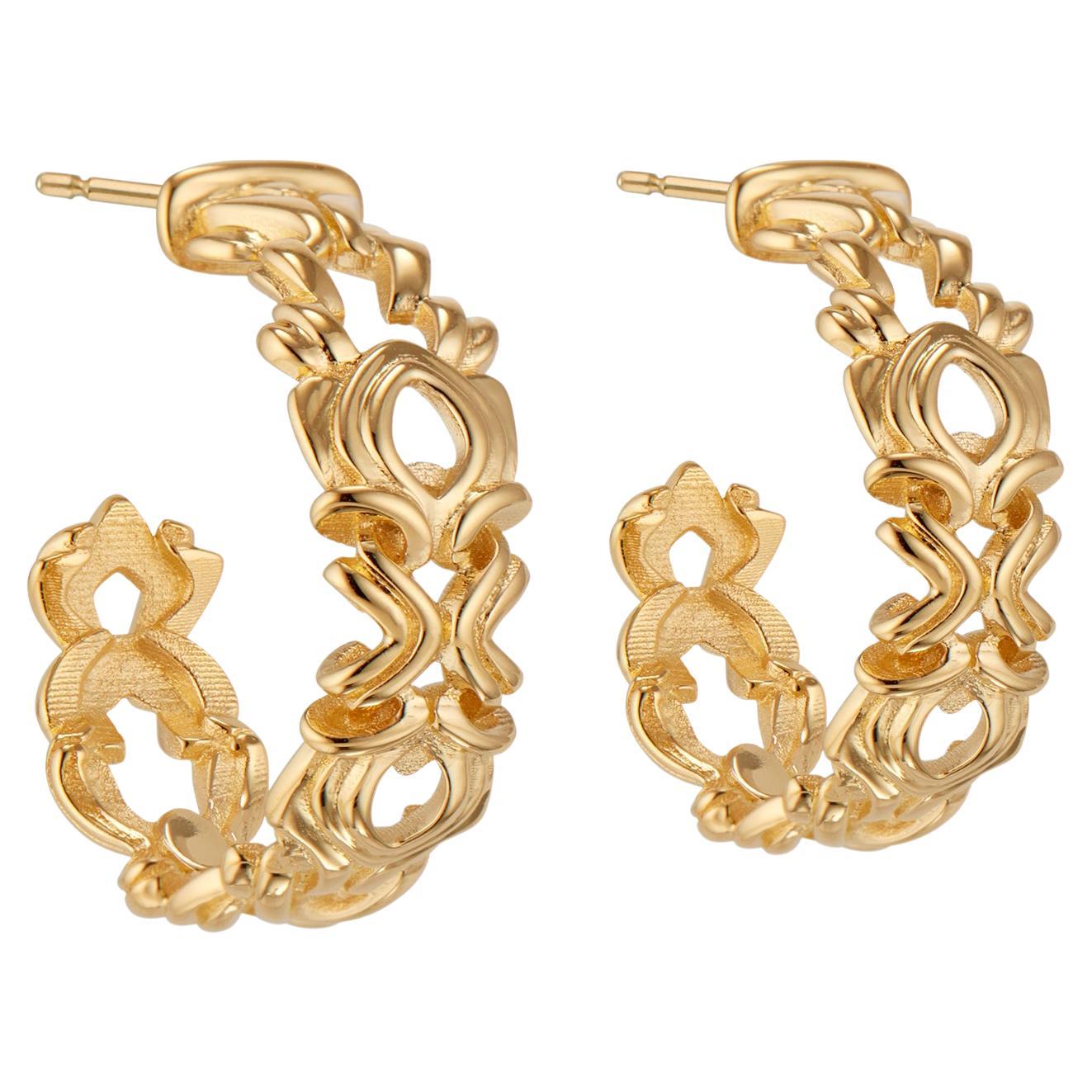 Orecchini a cerchio ad arco Micah Antoni in oro giallo 18K in vendita