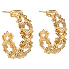 Micah Antoni 18K Yellow Gold Tracery Arch Hoop Earrings