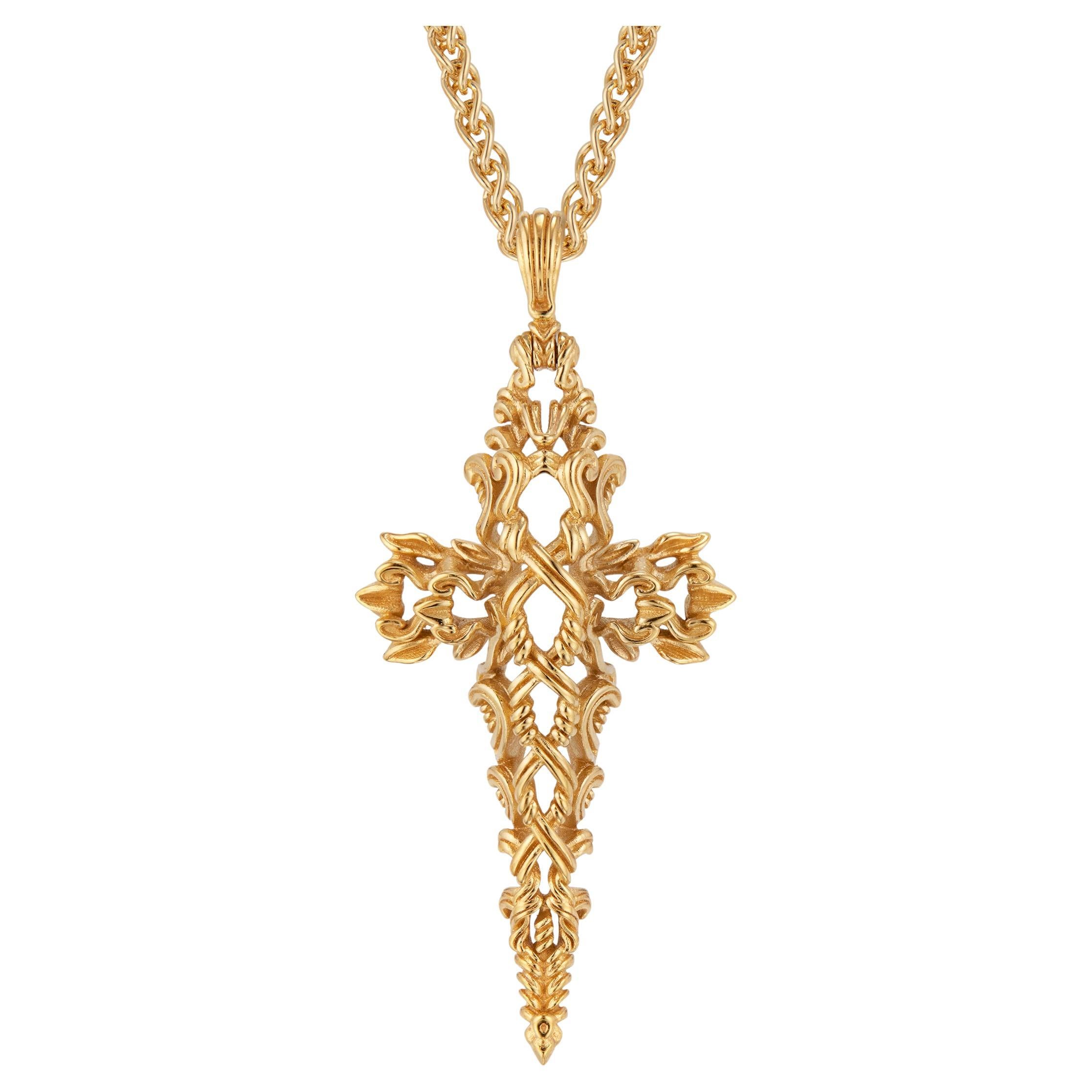 Micah Antoni 18K Gelbgold Verdure Kreuz-Anhänger