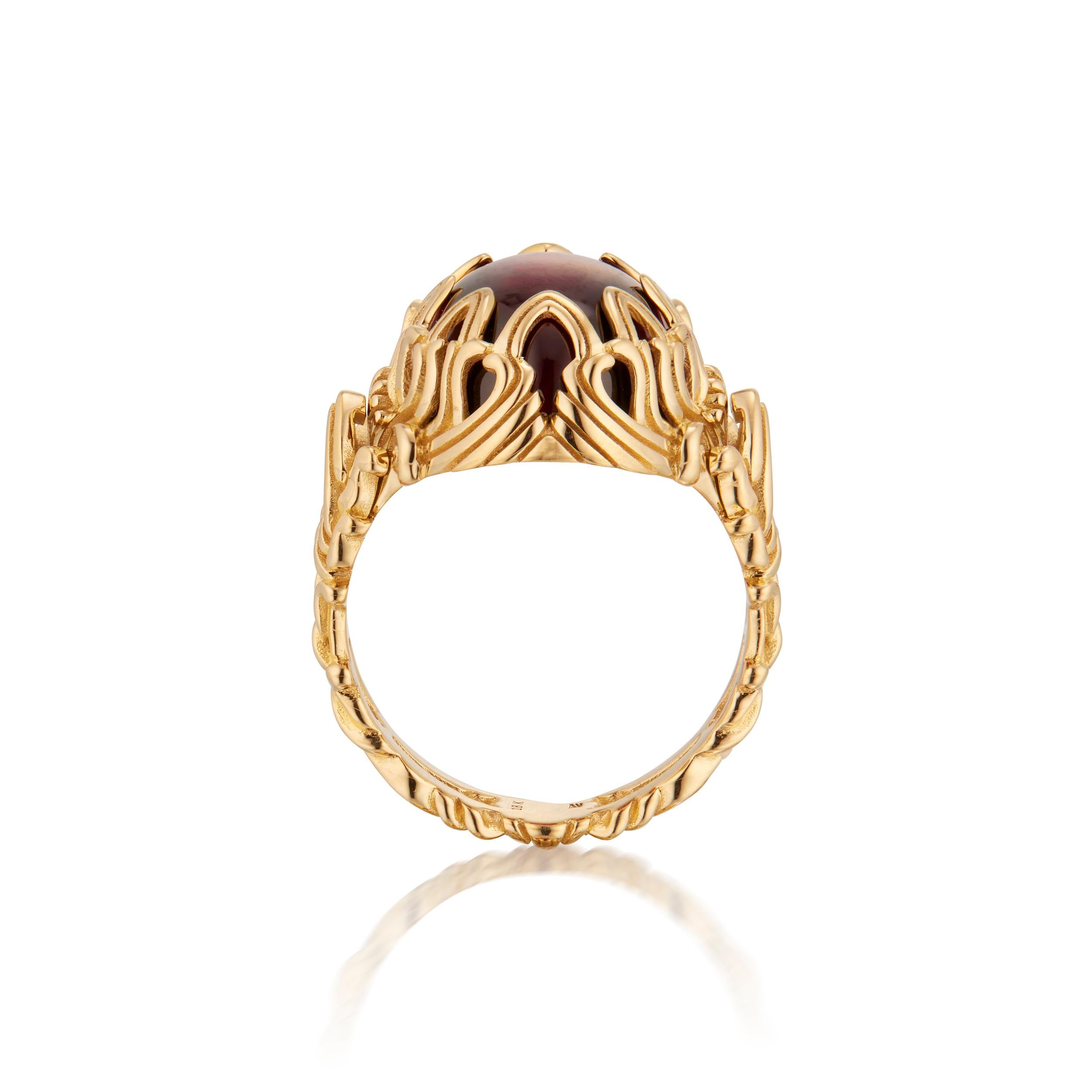 Micah Antoni Anillo Arco Gótico Aguamarina Oro Amarillo 18K en Nuevo estado para la venta en Nashville, TN