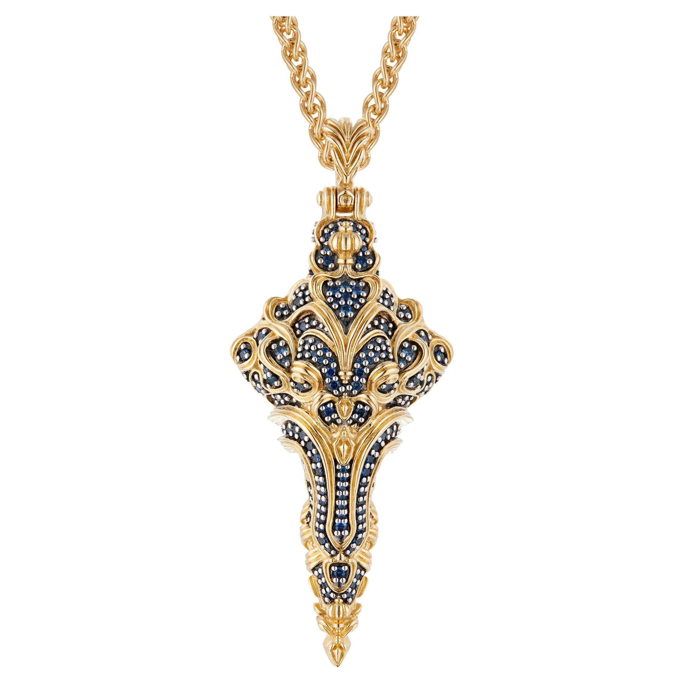Micah Antoni Blauer Saphir 18K Gelbgold Kreuz-Anhänger
