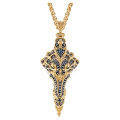 Micah Antoni Blauer Saphir 18K Gelbgold Kreuz-Anhänger