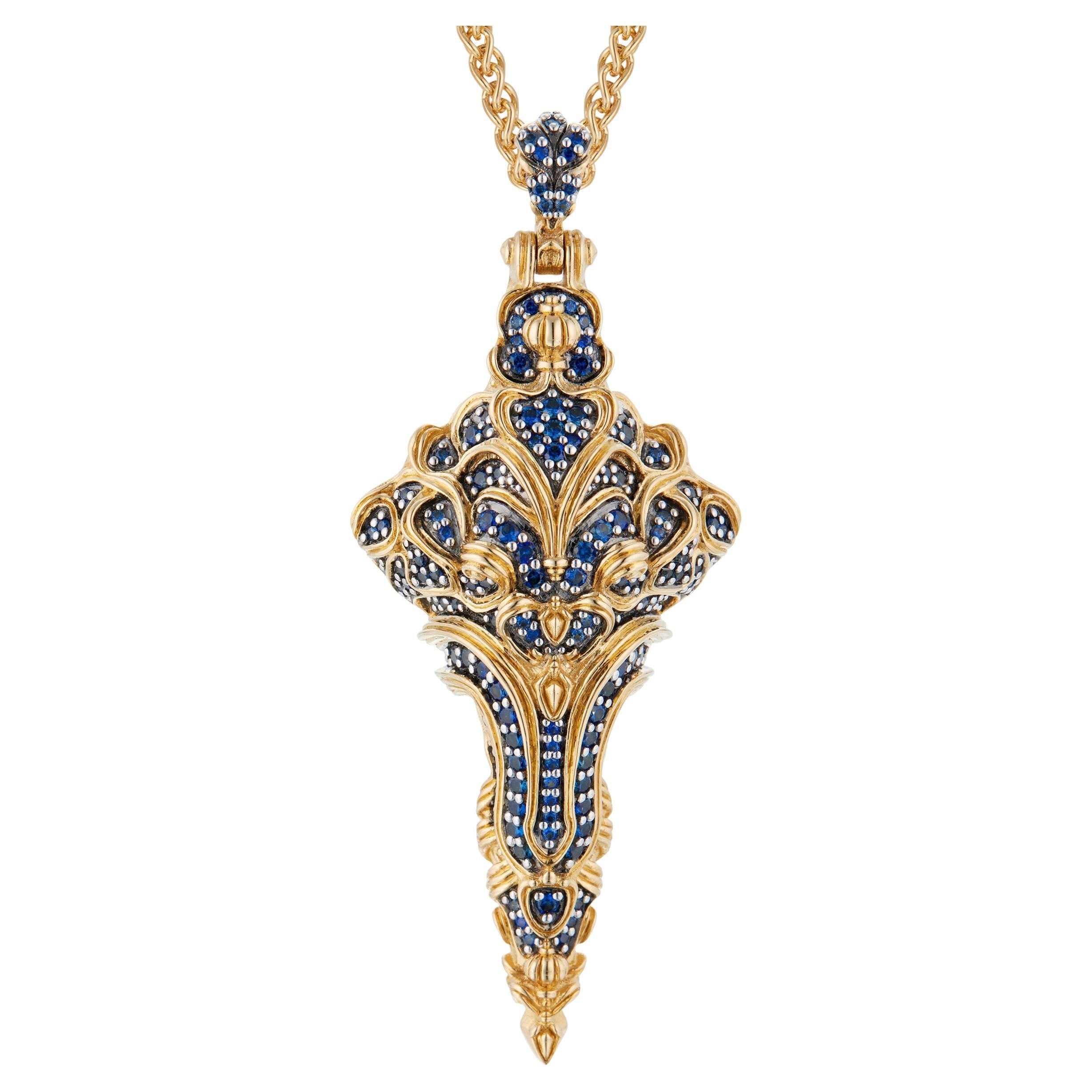 Micah Antoni Pendentif croix en or jaune 18K saphir bleu - petit en vente