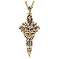 Micah Antoni Pendentif croix en or jaune 18K saphir bleu - petit