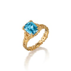 Micah Antoni Blue Zircon 18K Yellow Gold Tracery Alba Ring
