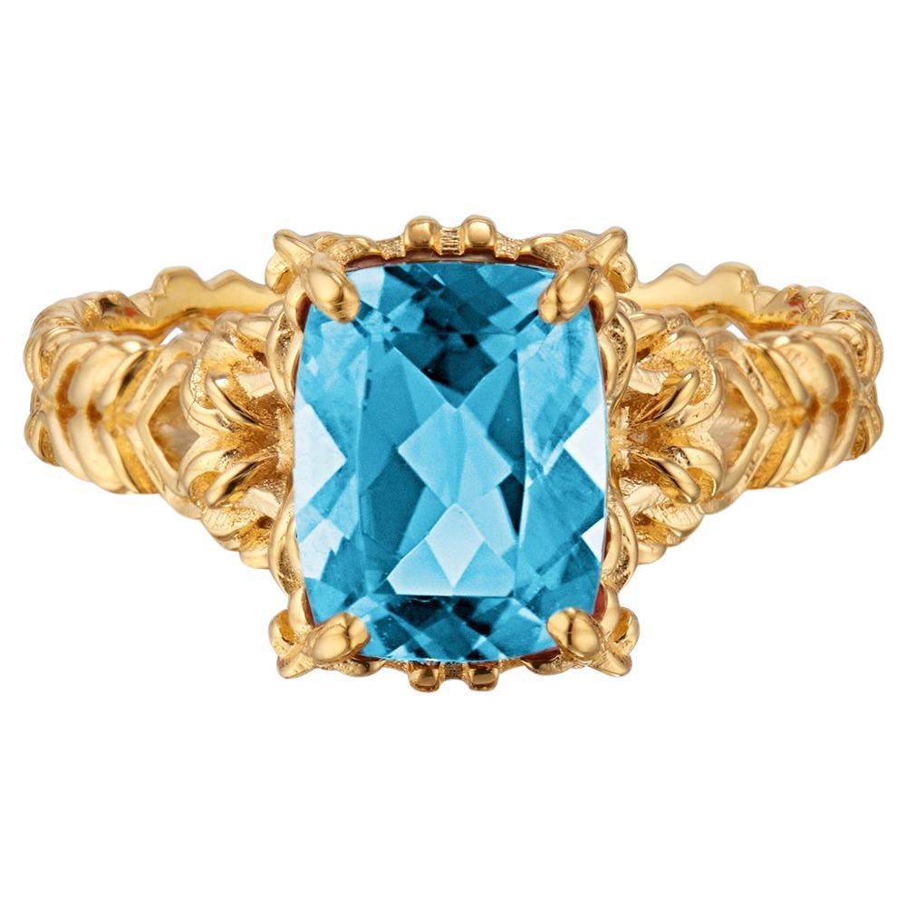 Micah Antoni Blue Zircon 18K Yellow Gold Tracery Alba Ring