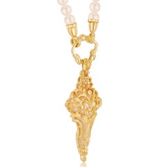 Micah Antoni Carved Pearl 18K Yellow Gold Cross Pendant