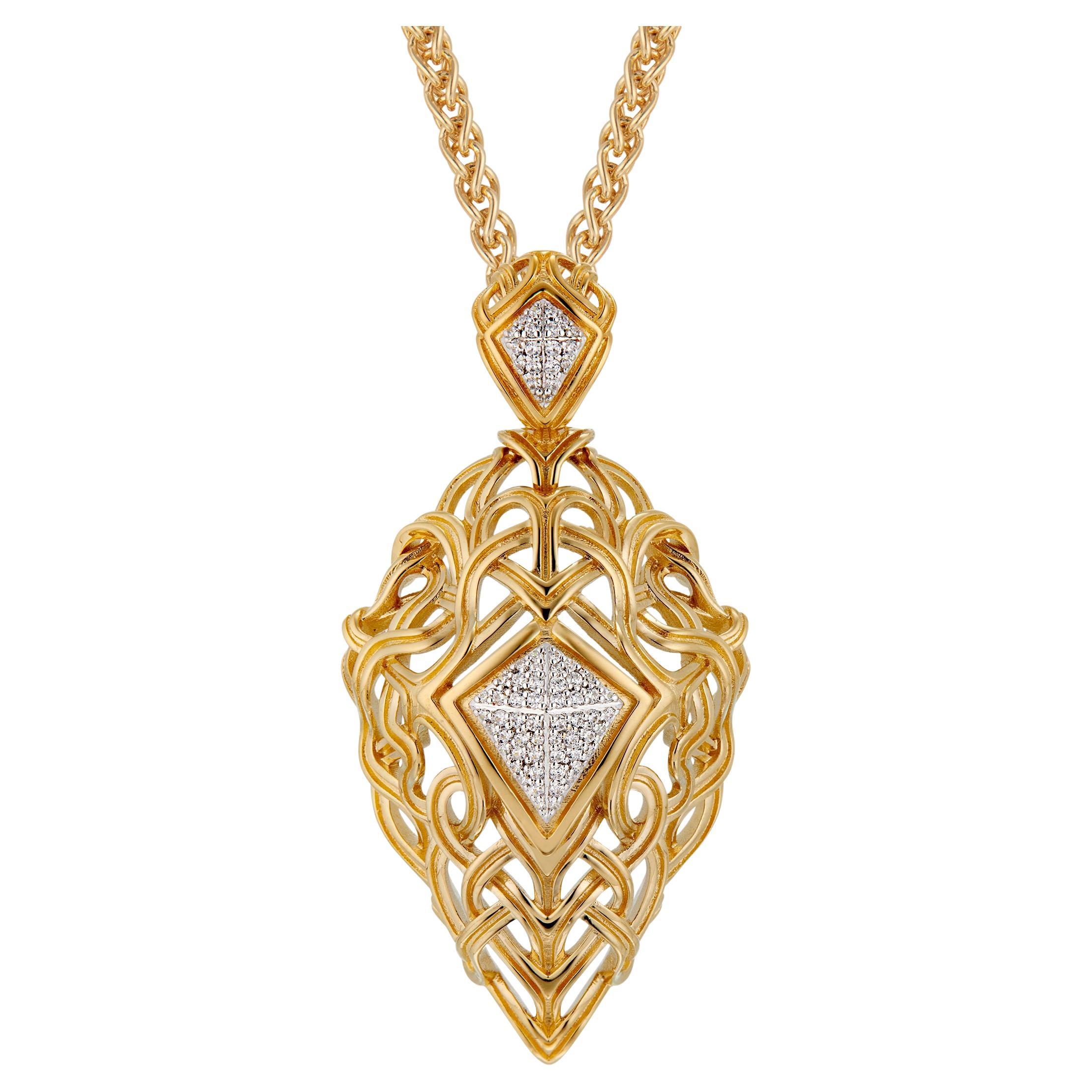 Micah Antoni Pendentif rehausseur en or jaune 18K avec pavé de diamants entrelacés en vente