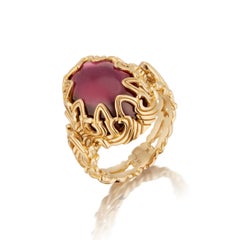 Micah Antoni Rhodolite Garnet 18K Yellow Gold Arch Ring