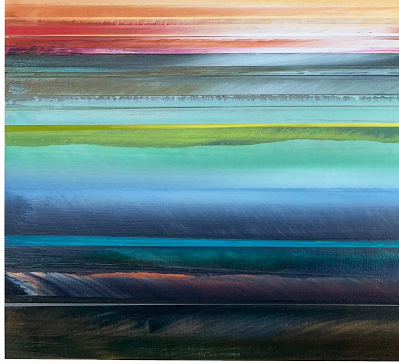 I dipinti astratti di paesaggio di Micah Crandall-Bear esaminano le risorse intrinseche della Terra e la nostra disposizione verso la loro trasformazione accelerata. Il suo concetto è infuso di strati lineari che vanno dall'atmosfera al sottosuolo.
