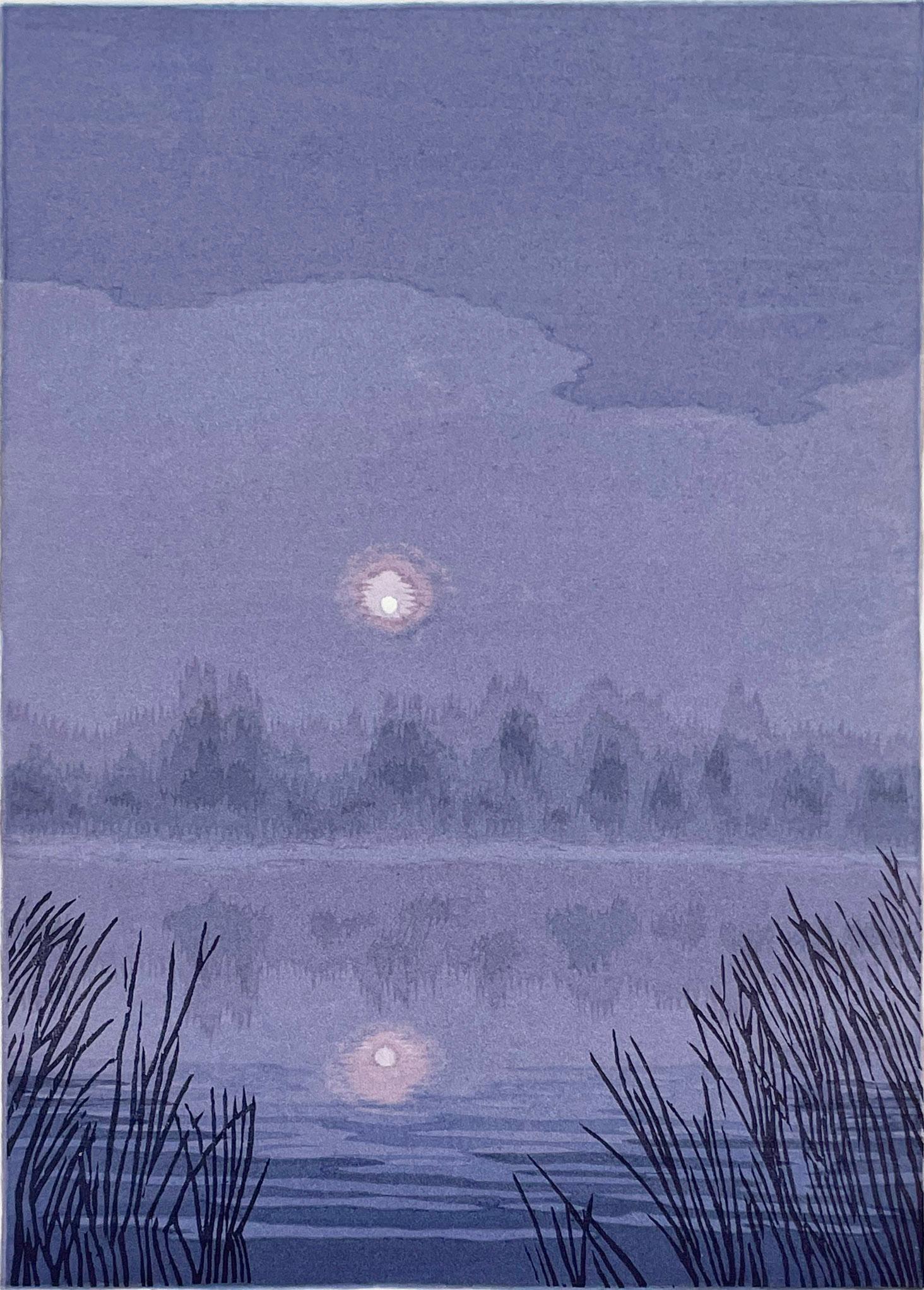 Landscape Print de Micah Schwaberow - Luna al amanecer
