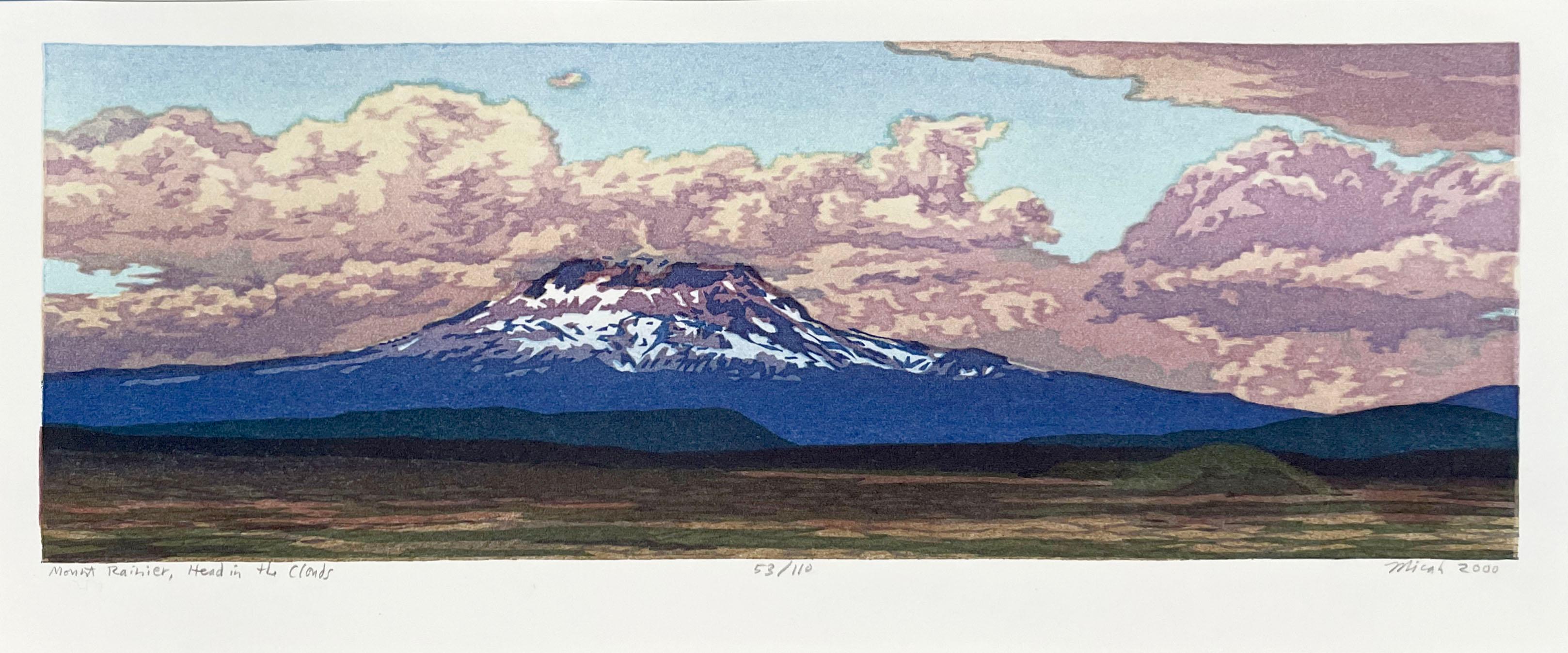 Mount Rainier, Head in the Clouds - Print by Micah Schwaberow