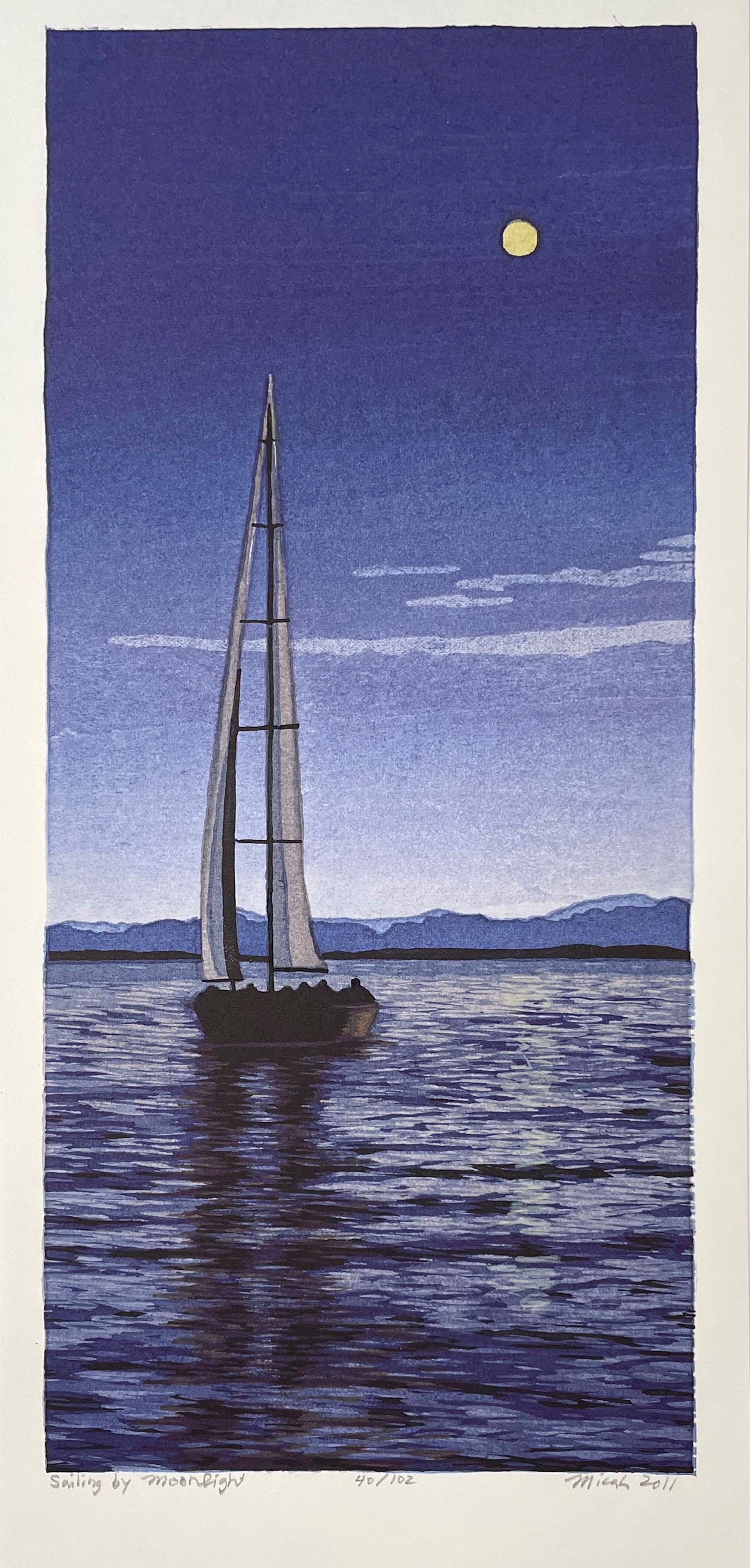Sailing by Moonlight - Print by Micah Schwaberow