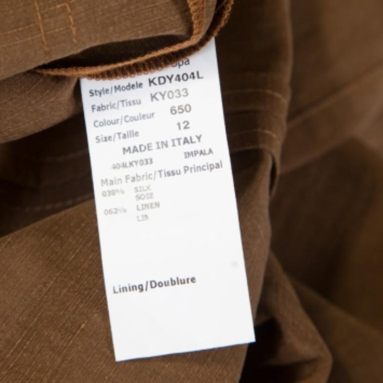 Micahel Kors Pecan Brown Lin Silk Lace Up Safari Dress L en vente 1