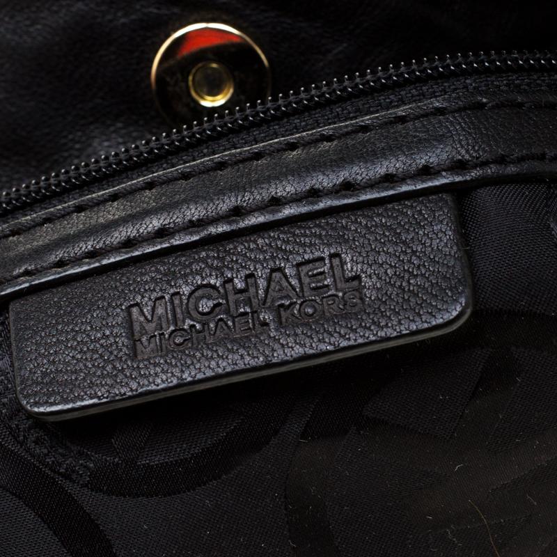 Women's MICAHEL Michael Kors Black Leather Chain Shoulder Bag
