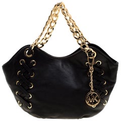 MICAHEL Michael Kors Black Leather Chain Shoulder Bag