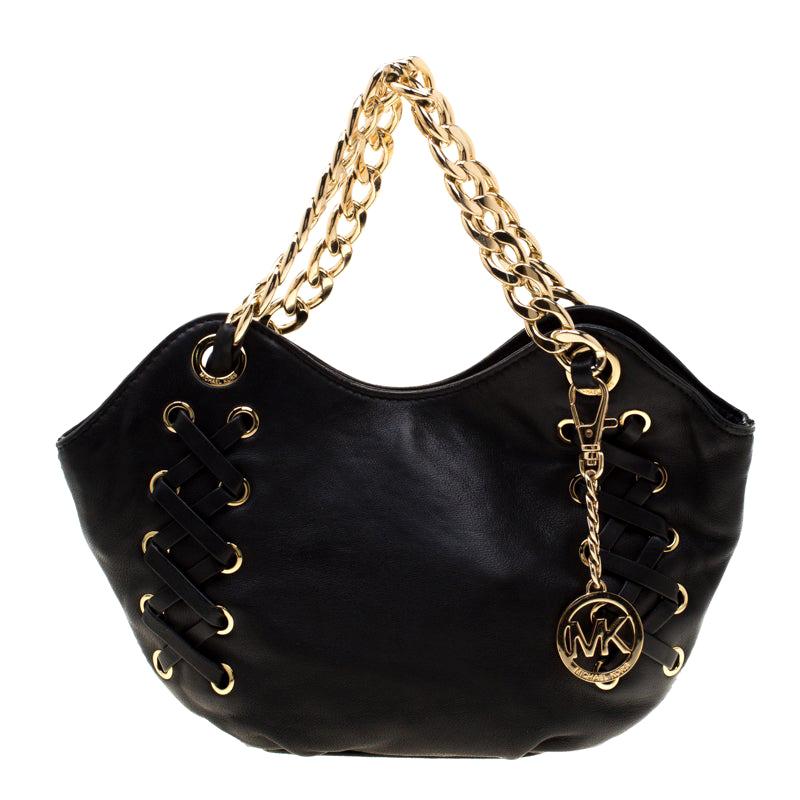 MICAHEL Michael Kors Black Leather Chain Shoulder Bag