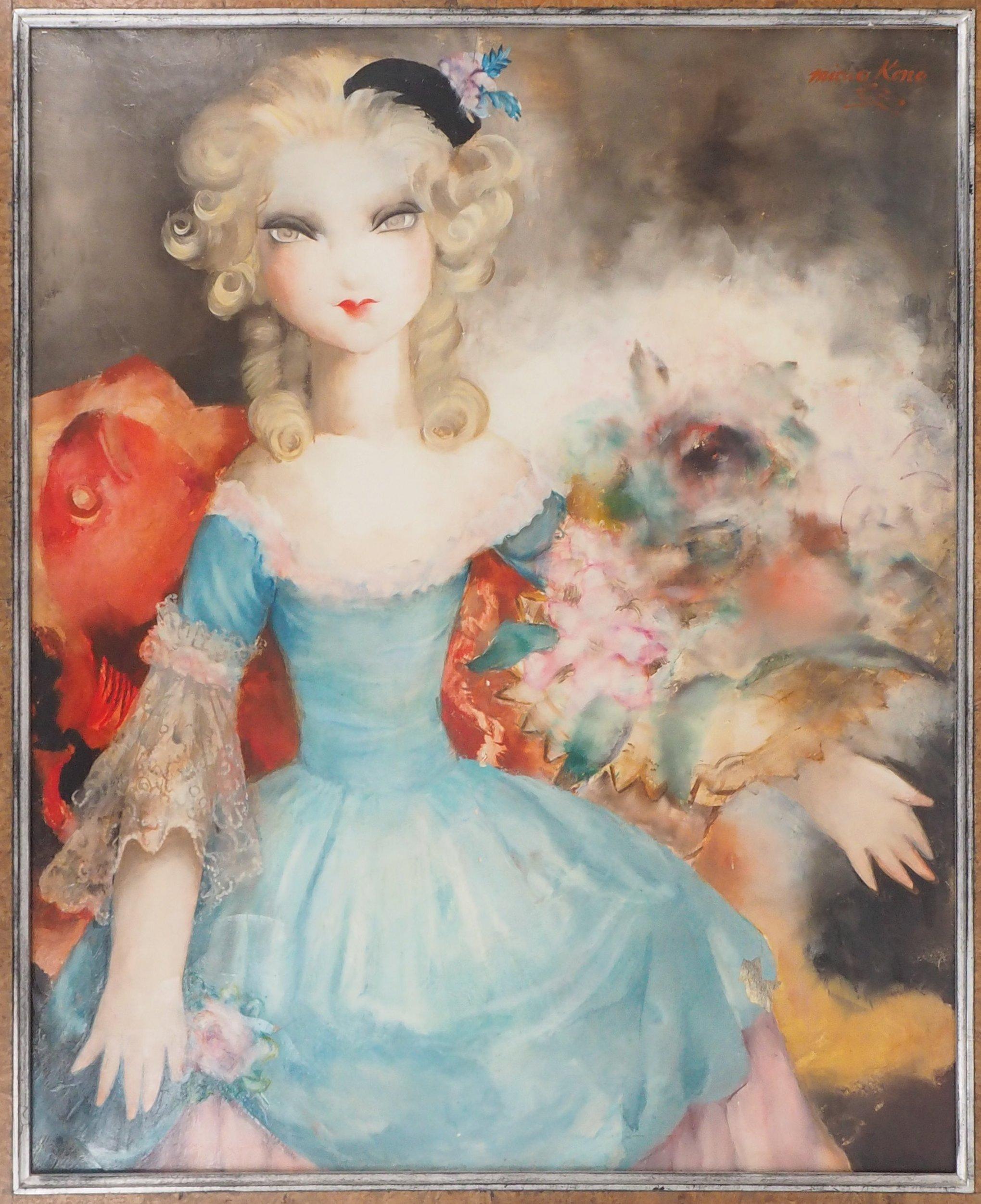 The Doll - Original Oil on Canvas - Signed - Painting by Micao Kono