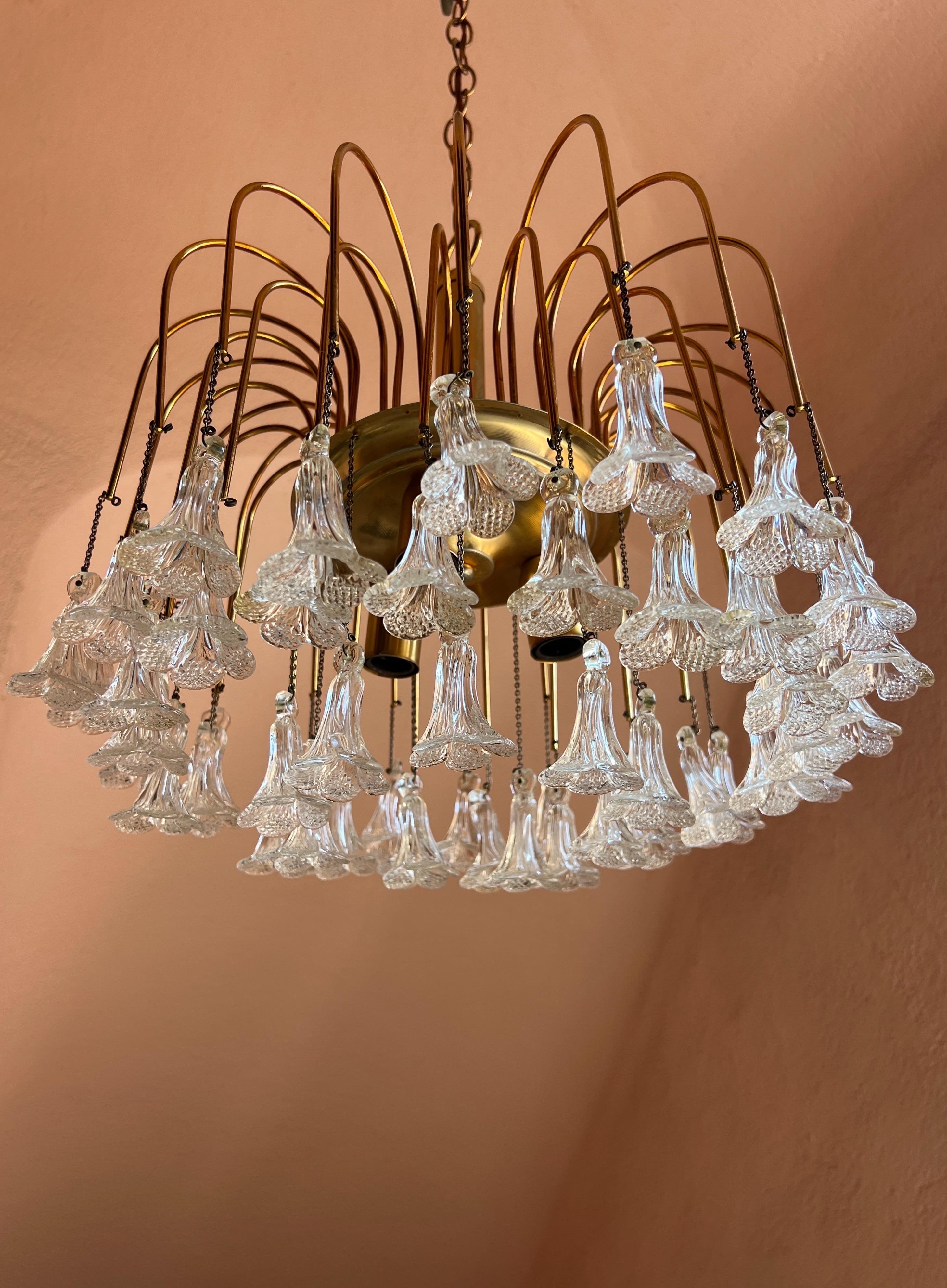 Micentery Modern floral Murano glass Chandelier by Venini For Sale 4
