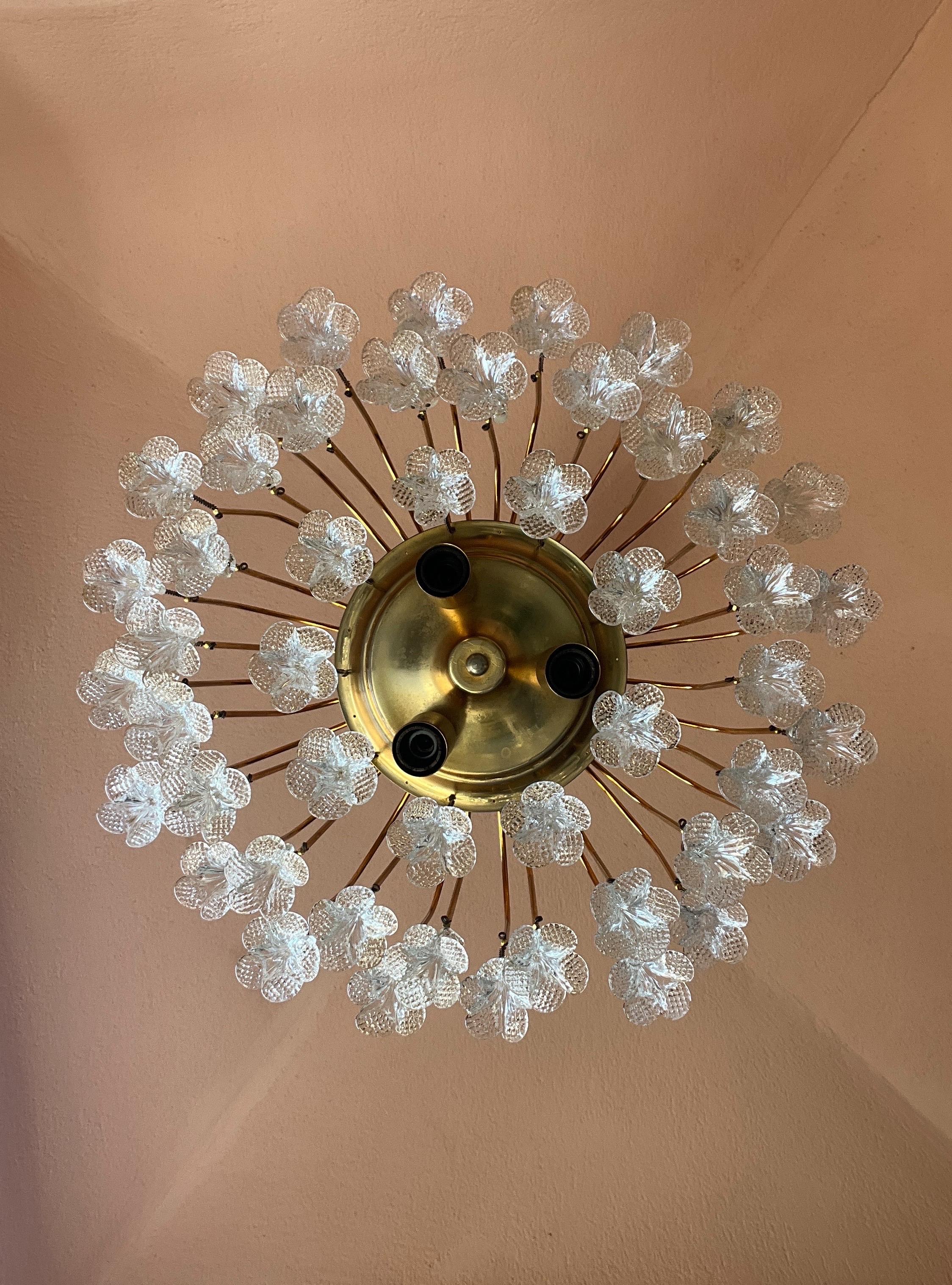 Micentery Modern floral Murano glass Chandelier by Venini For Sale 5