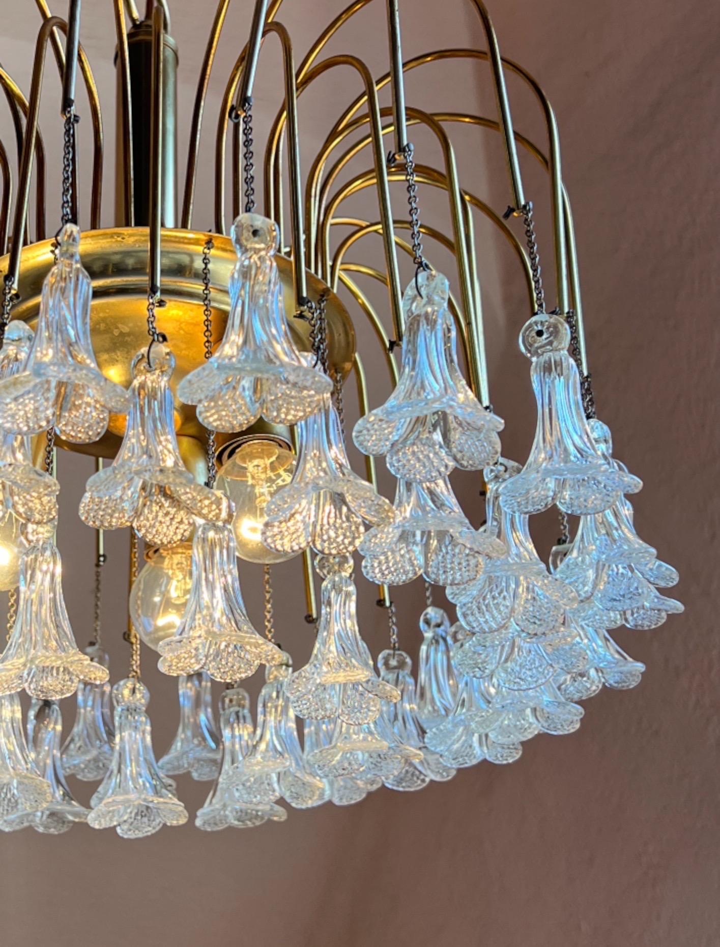 Micentery Modern floral Murano glass Chandelier by Venini For Sale 6
