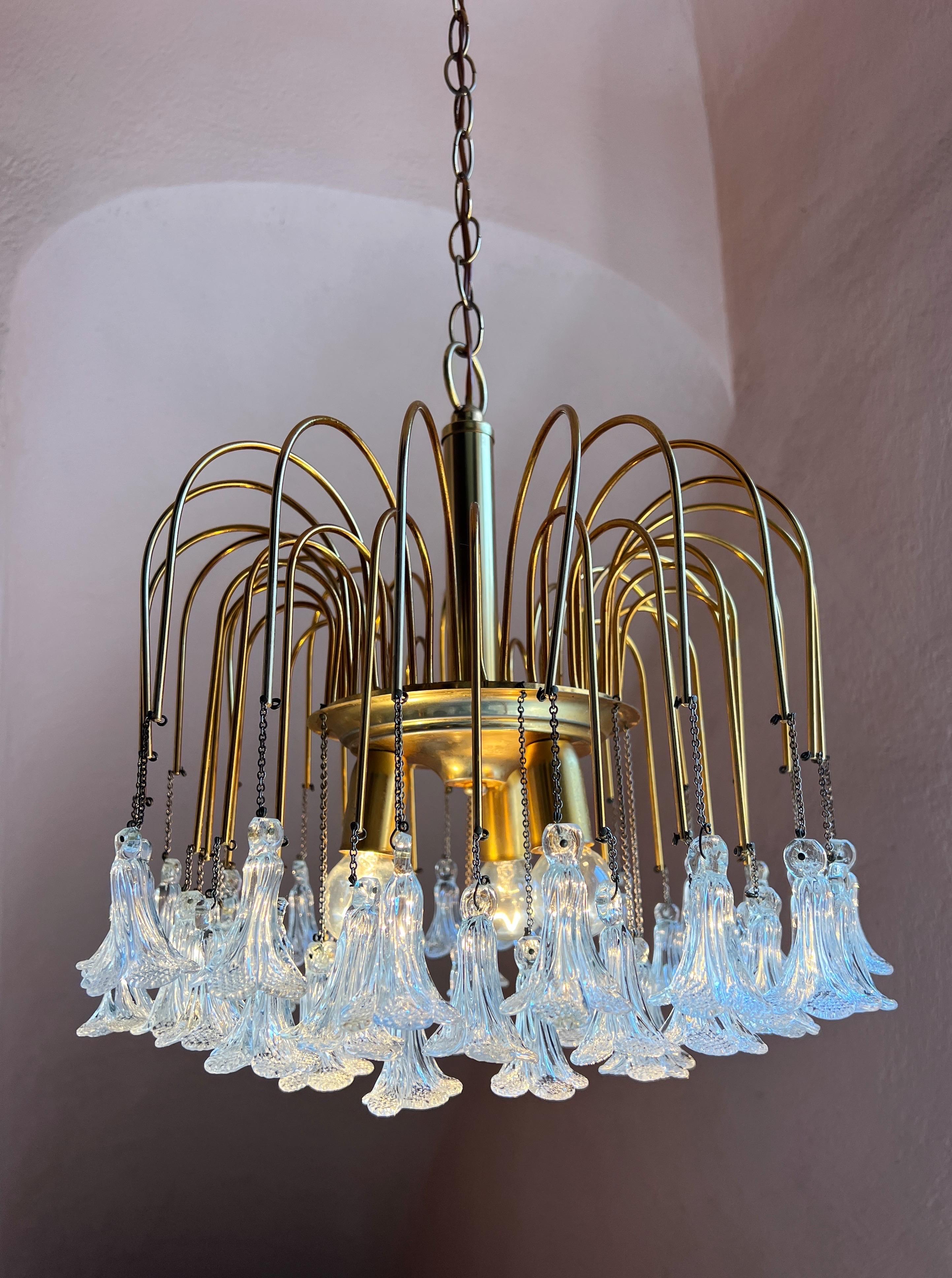 Micentery Modern floral Murano glass Chandelier by Venini For Sale 7