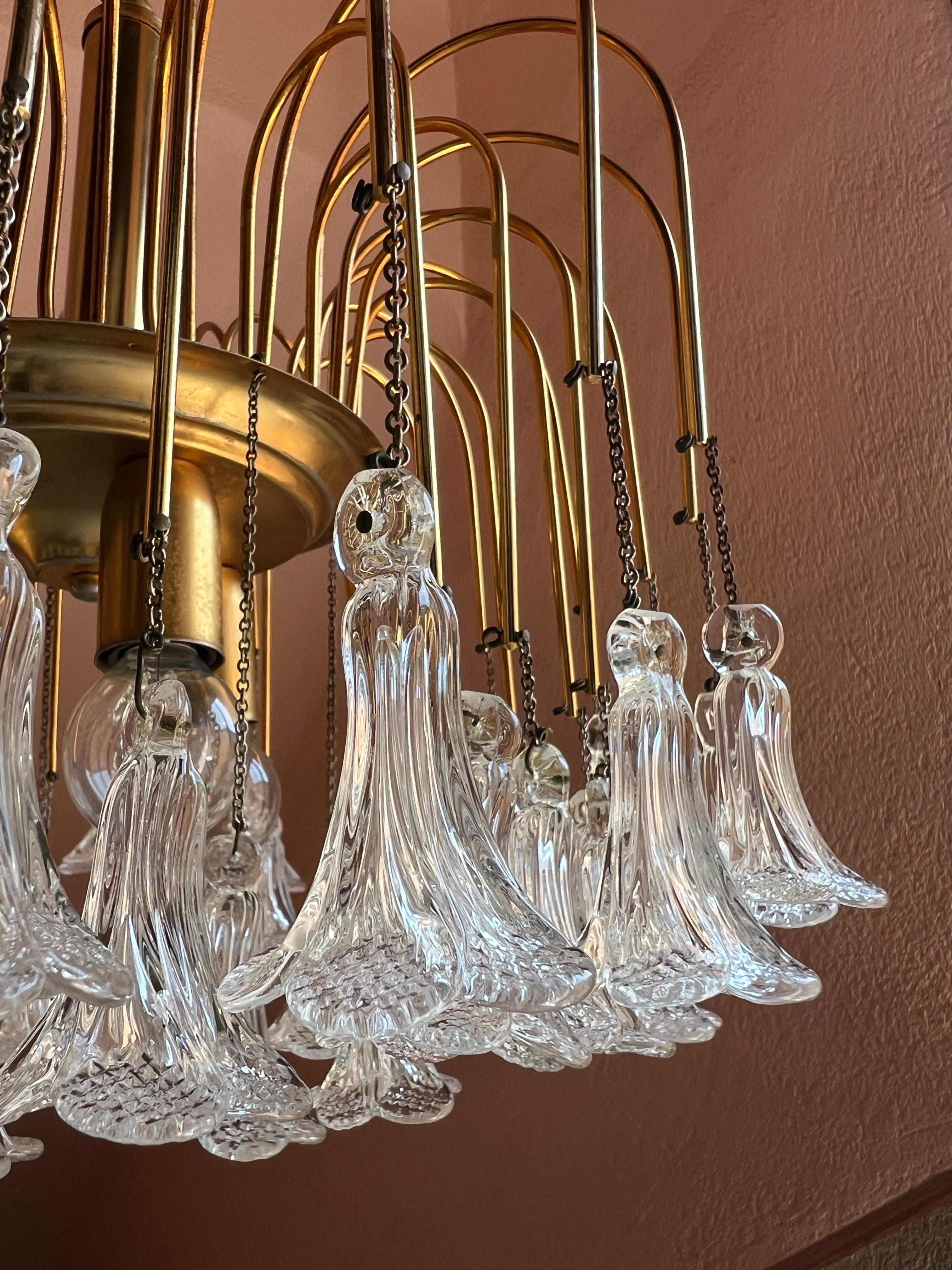 Micentery Modern floral Murano glass Chandelier by Venini In Good Condition For Sale In Palermo, PA
