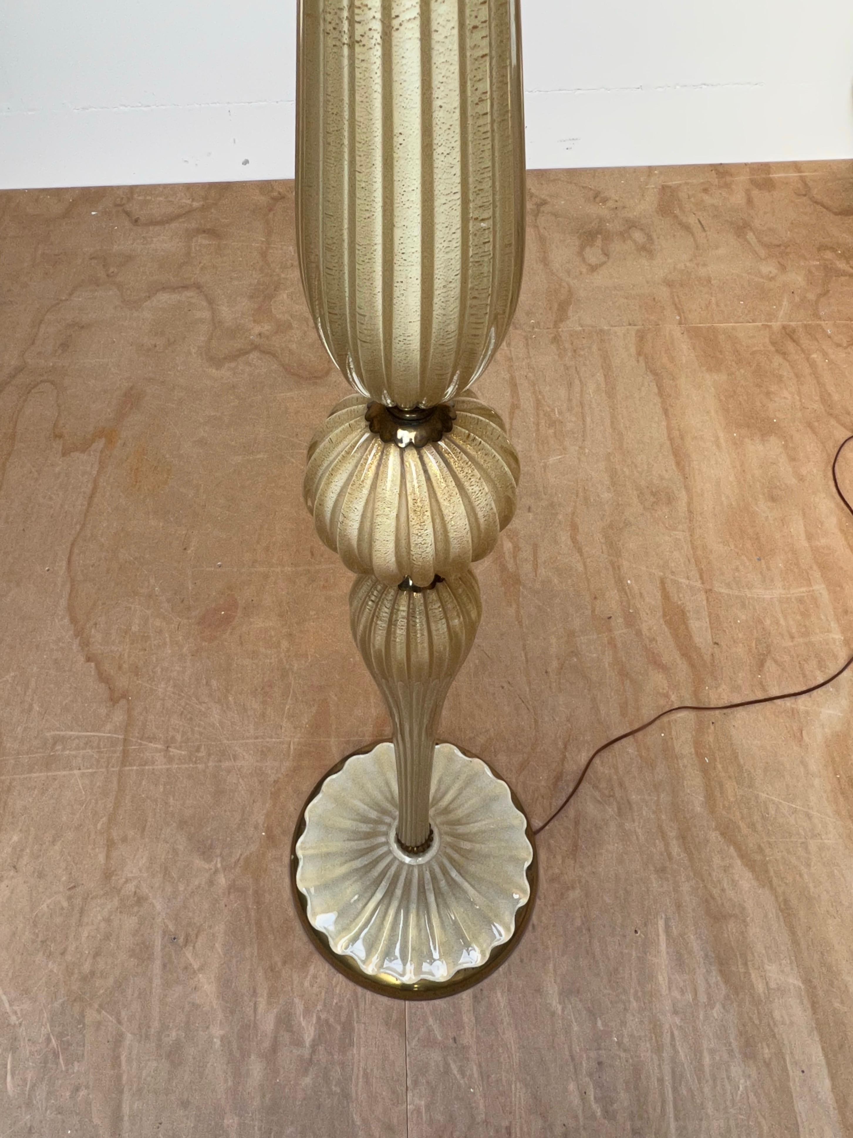 Italian Vintage Barovier & Toso Murano Art Glass Floor Lamp with Gold Inclusions For Sale 6