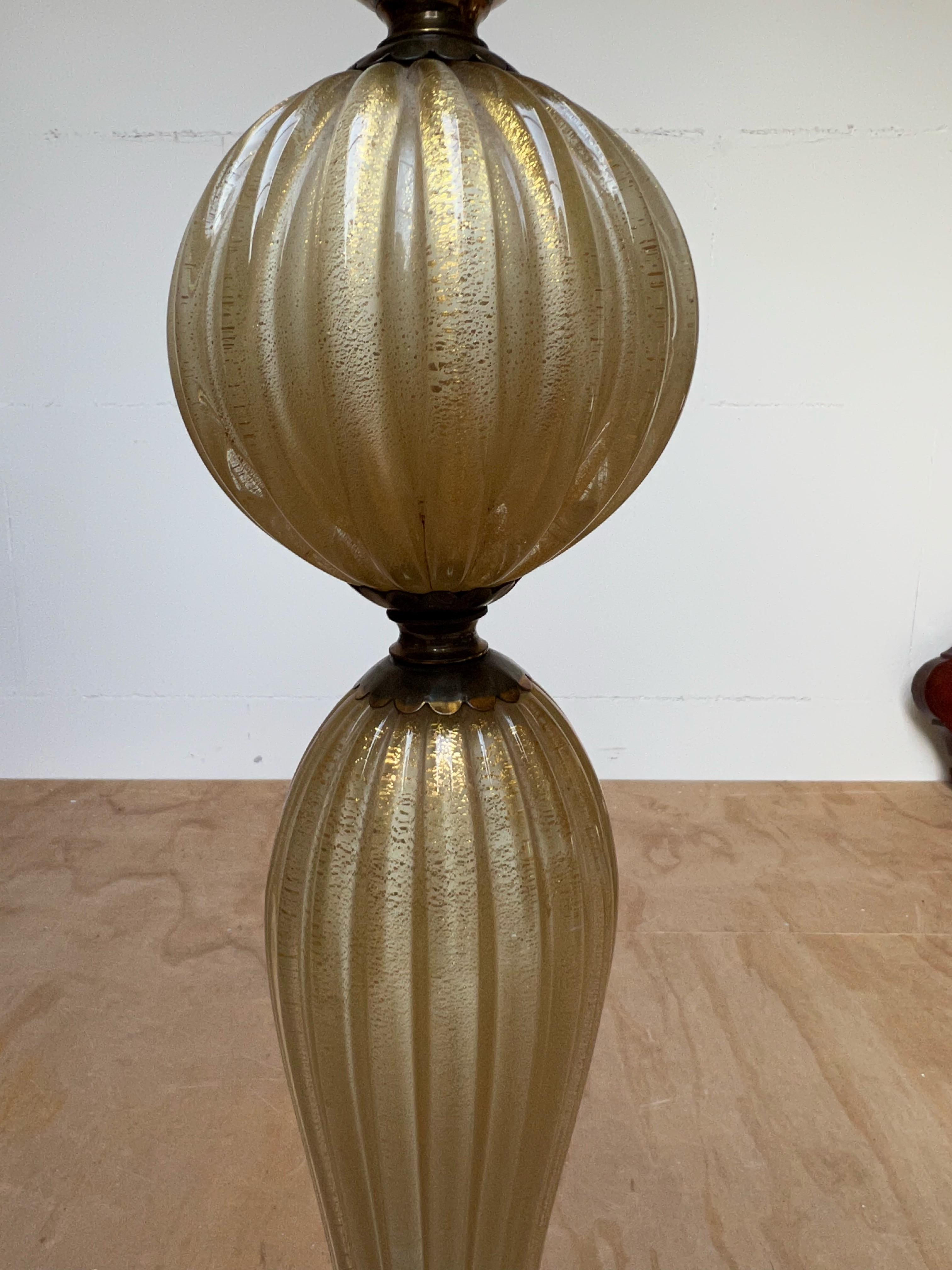 Italian Vintage Barovier & Toso Murano Art Glass Floor Lamp with Gold Inclusions For Sale 8
