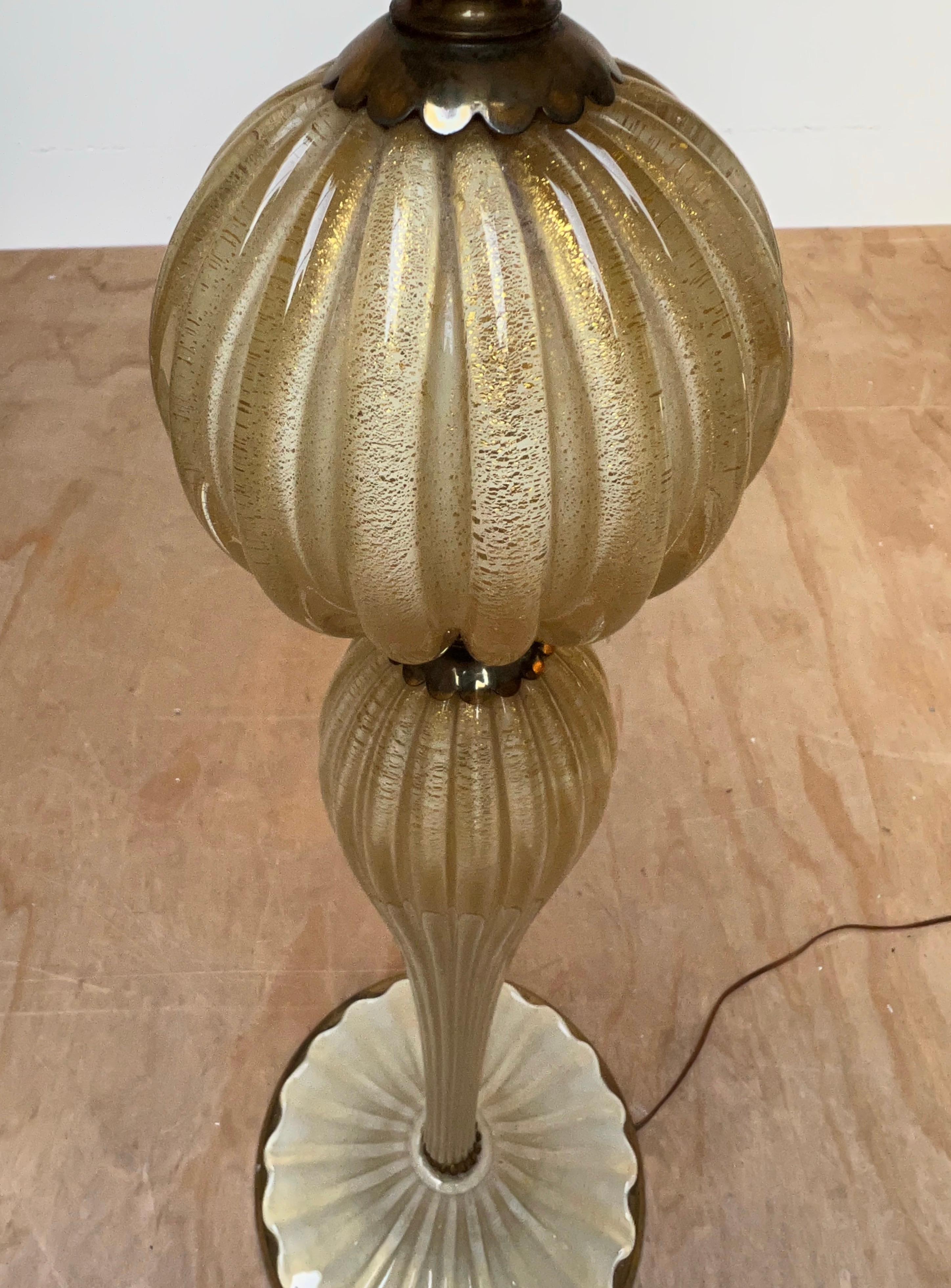 Italian Vintage Barovier & Toso Murano Art Glass Floor Lamp with Gold Inclusions For Sale 9
